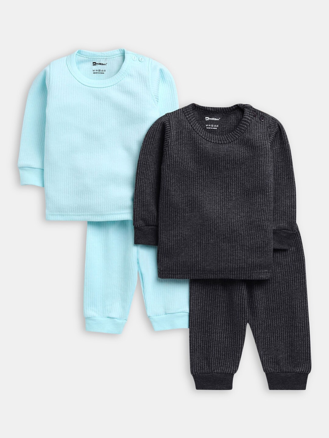 

Hopscotch Boys Pack of 2 Black & Blue Solid Cotton Thermal Set