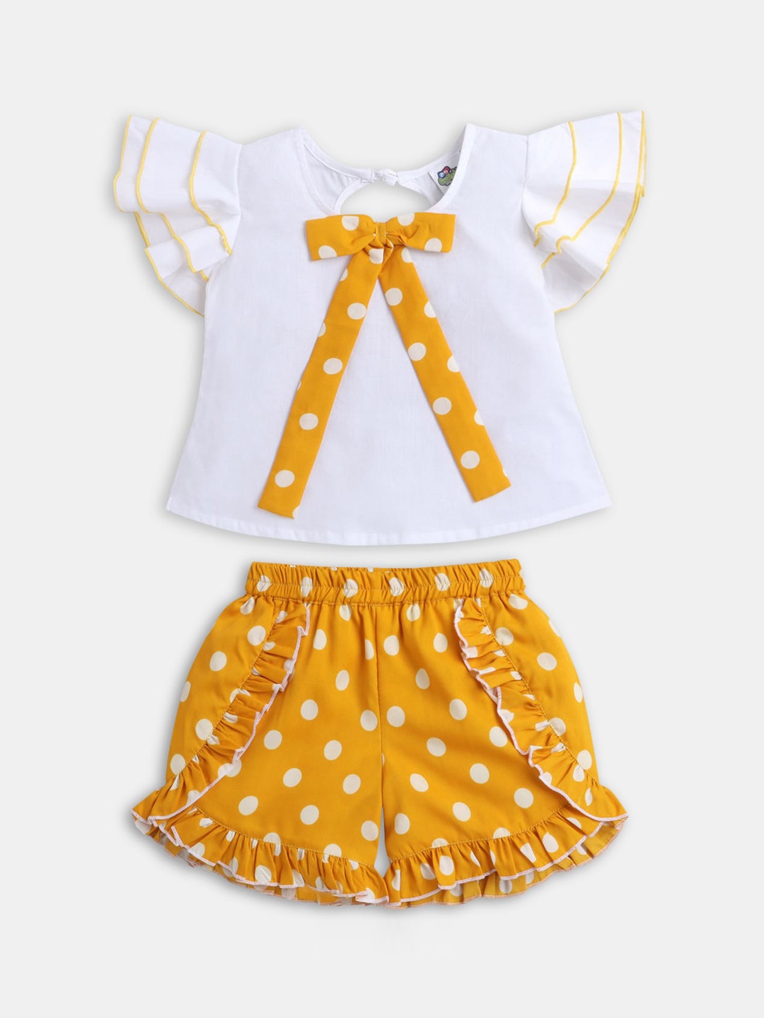 

Hopscotch Girls White & Mustard Top with Shorts