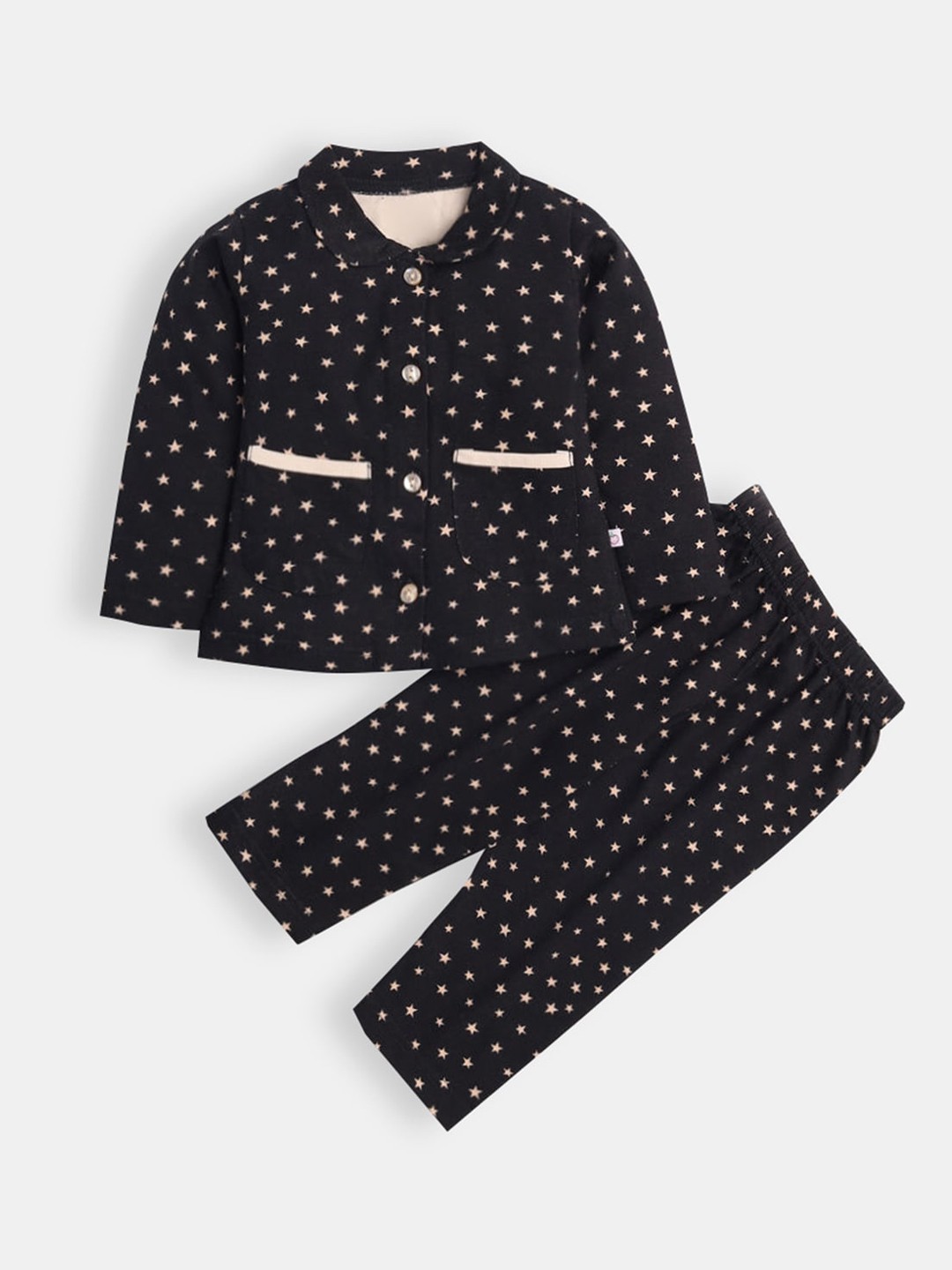 

Hopscotch Girls Black & Yellow Printed Night suit