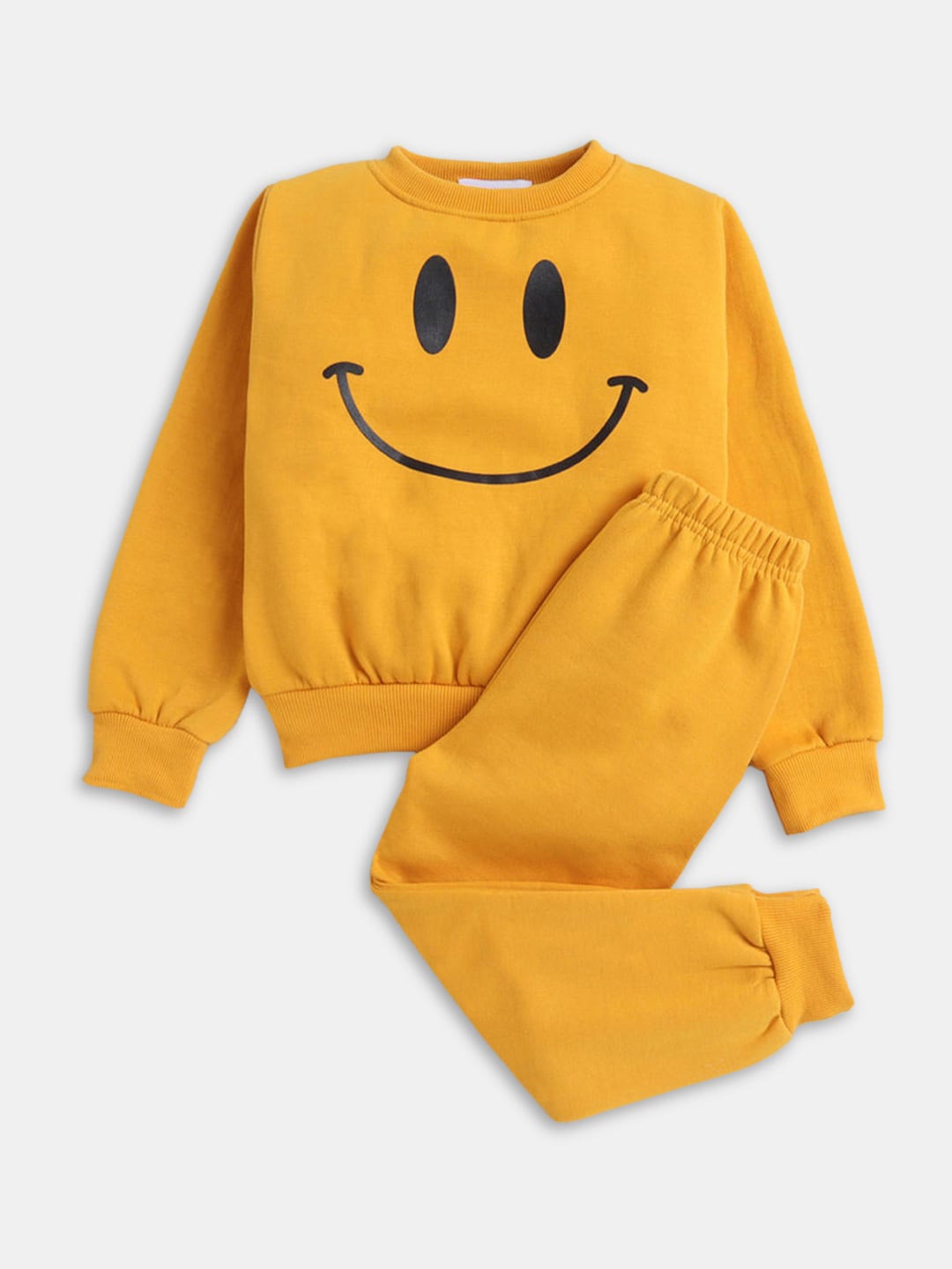 

Hopscotch Girls Yellow & Black Printed Sweatshirt with Joggers