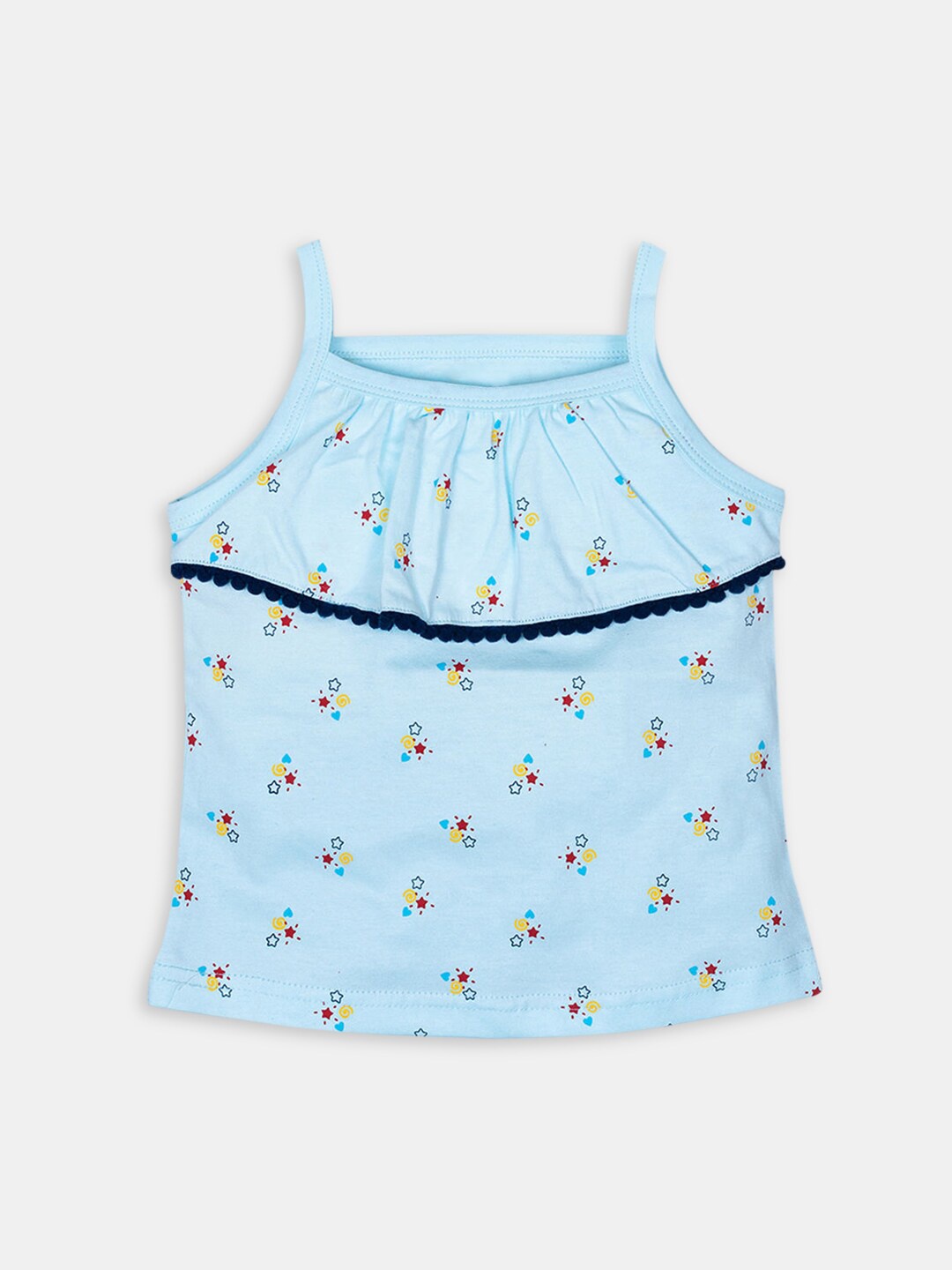 

Hopscotch Infant Girls Blue Printed Pure Cotton Camisoles