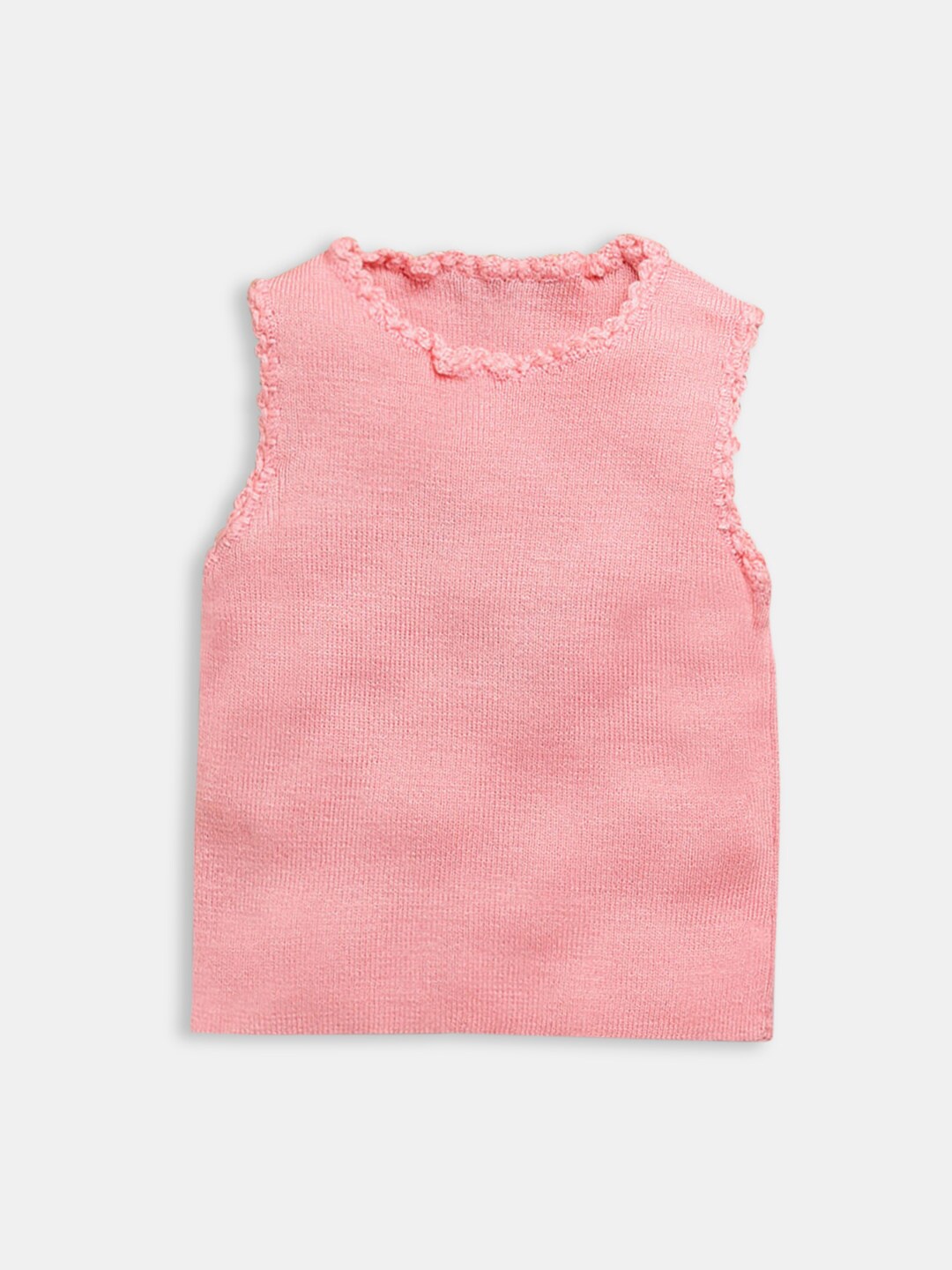 

Hopscotch Girls Pink Solid Sleeveless Knitted Innerwear Vests