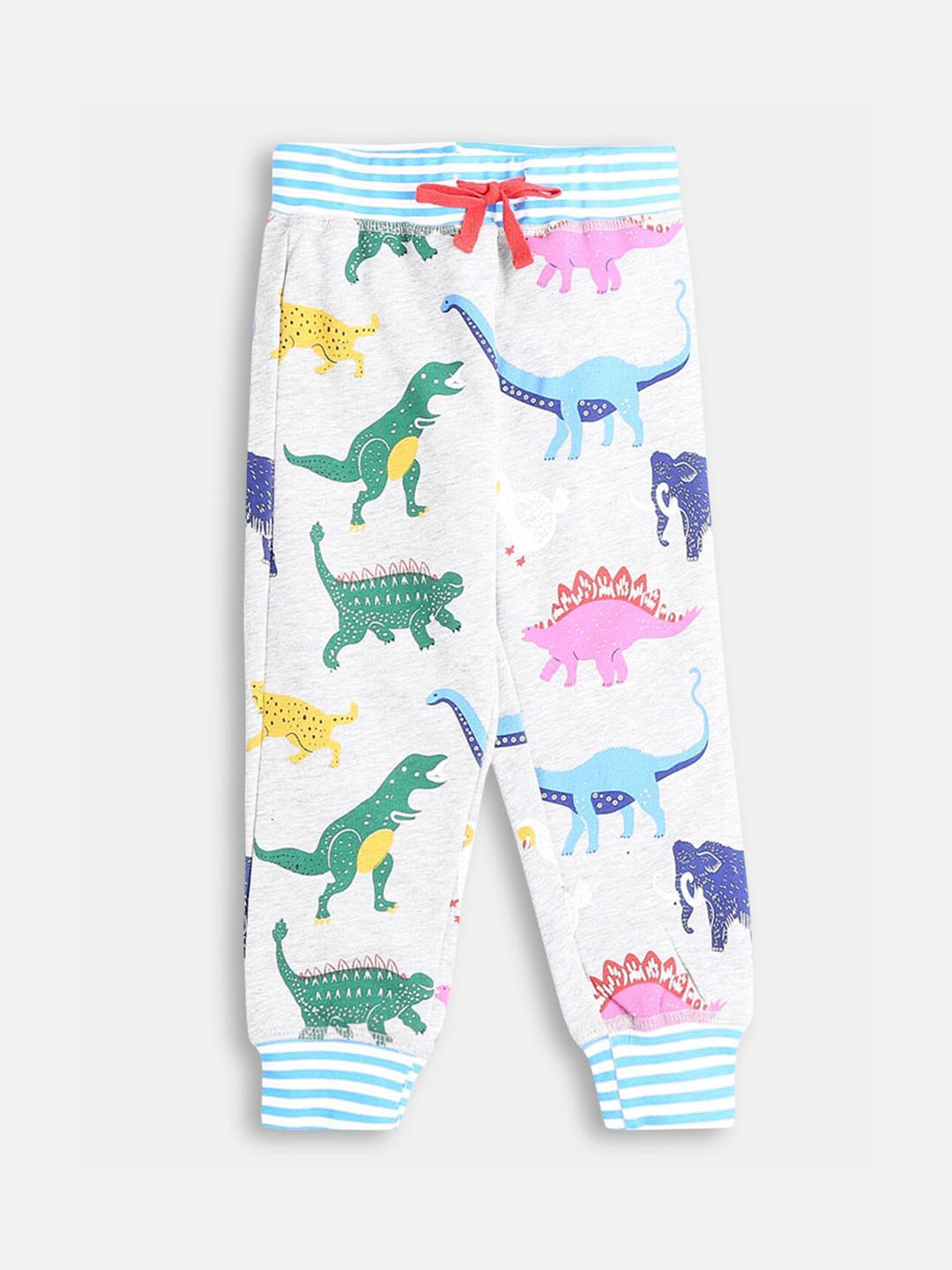

Hopscotch Boys Grey Animal Print Track pant with Cuffed Hem