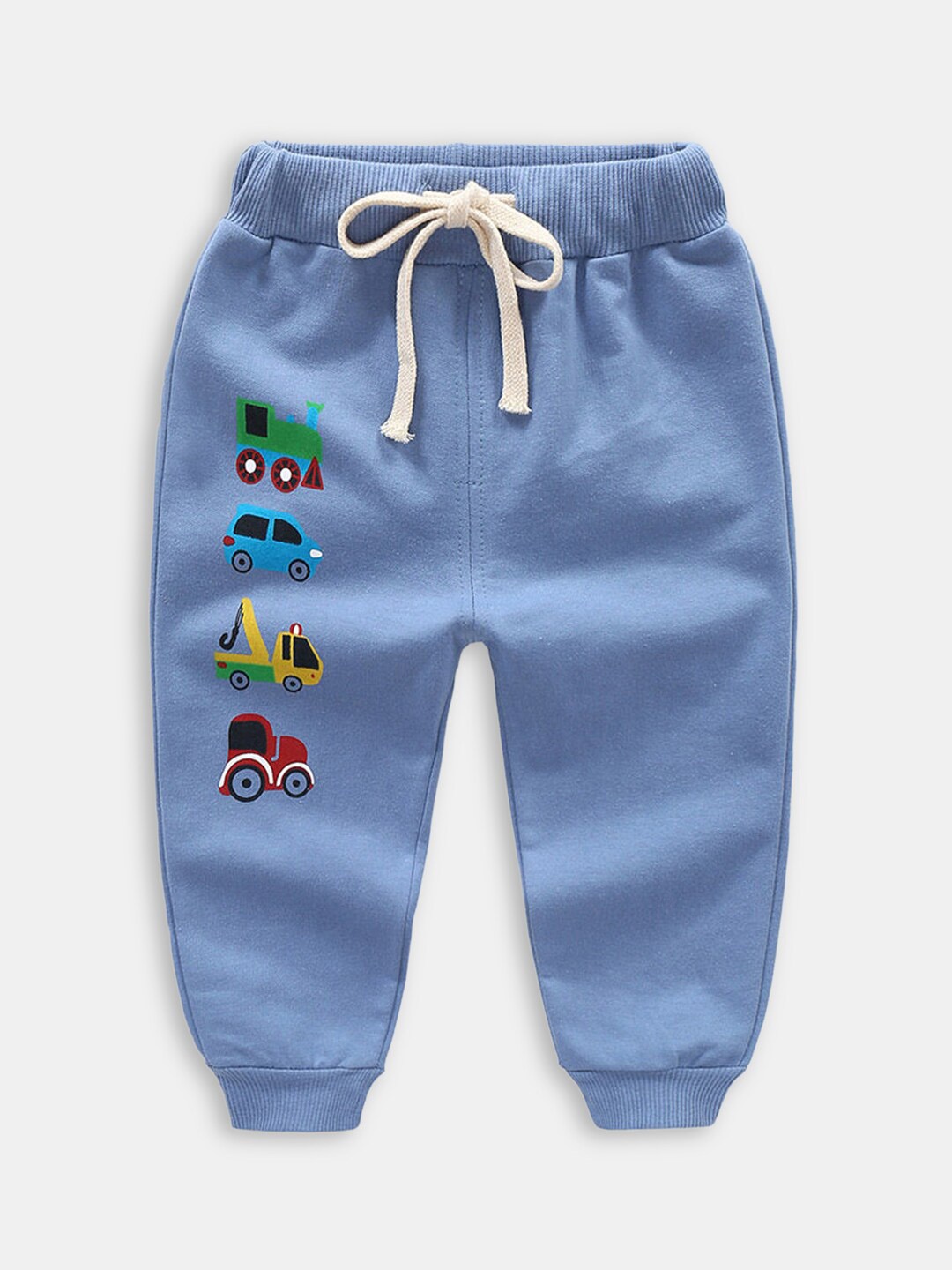 

Hopscotch Boys Blue Vehicle Print Cotton Joggers