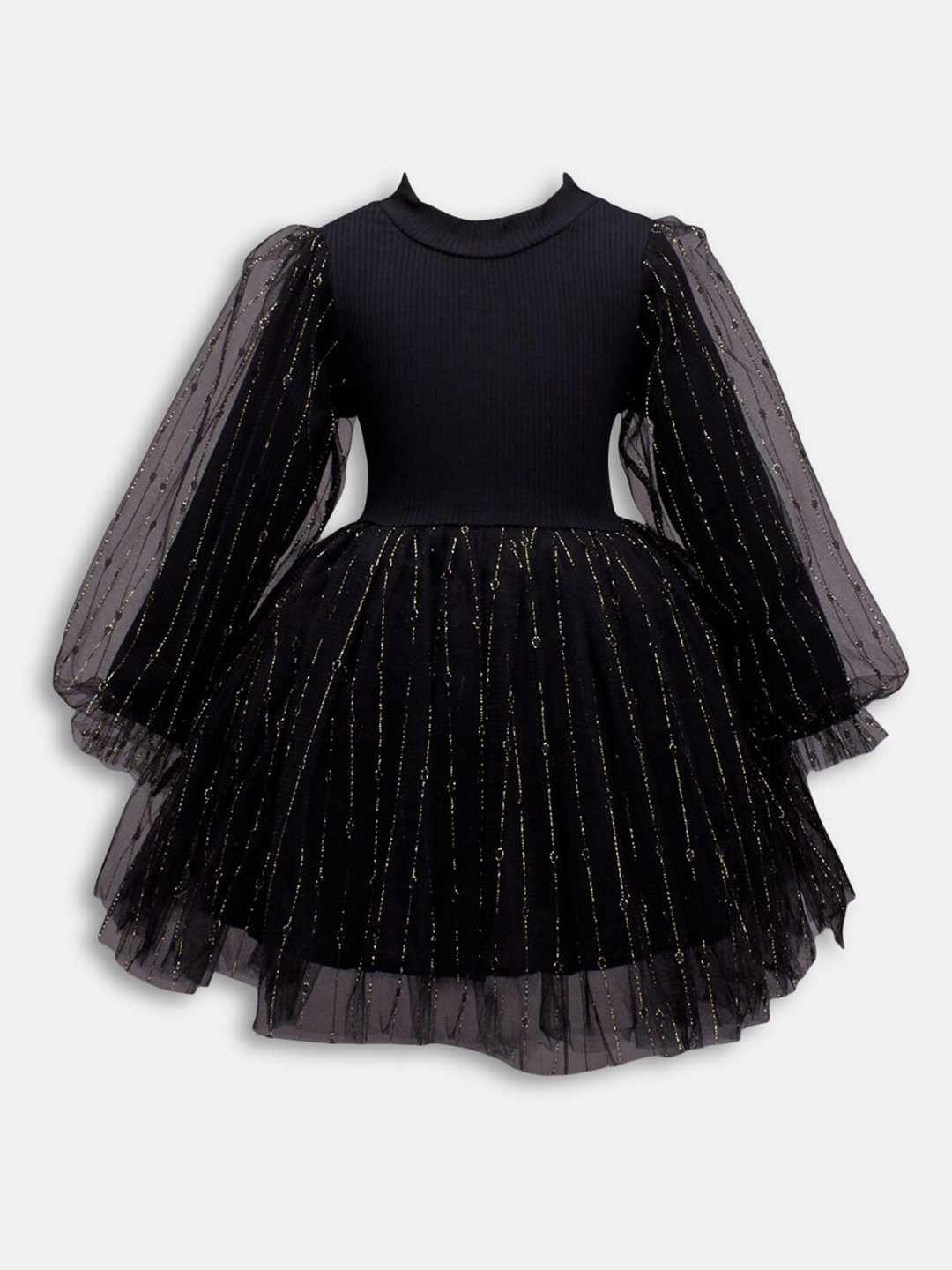 

Hopscotch Black Stripe Print Party Dress