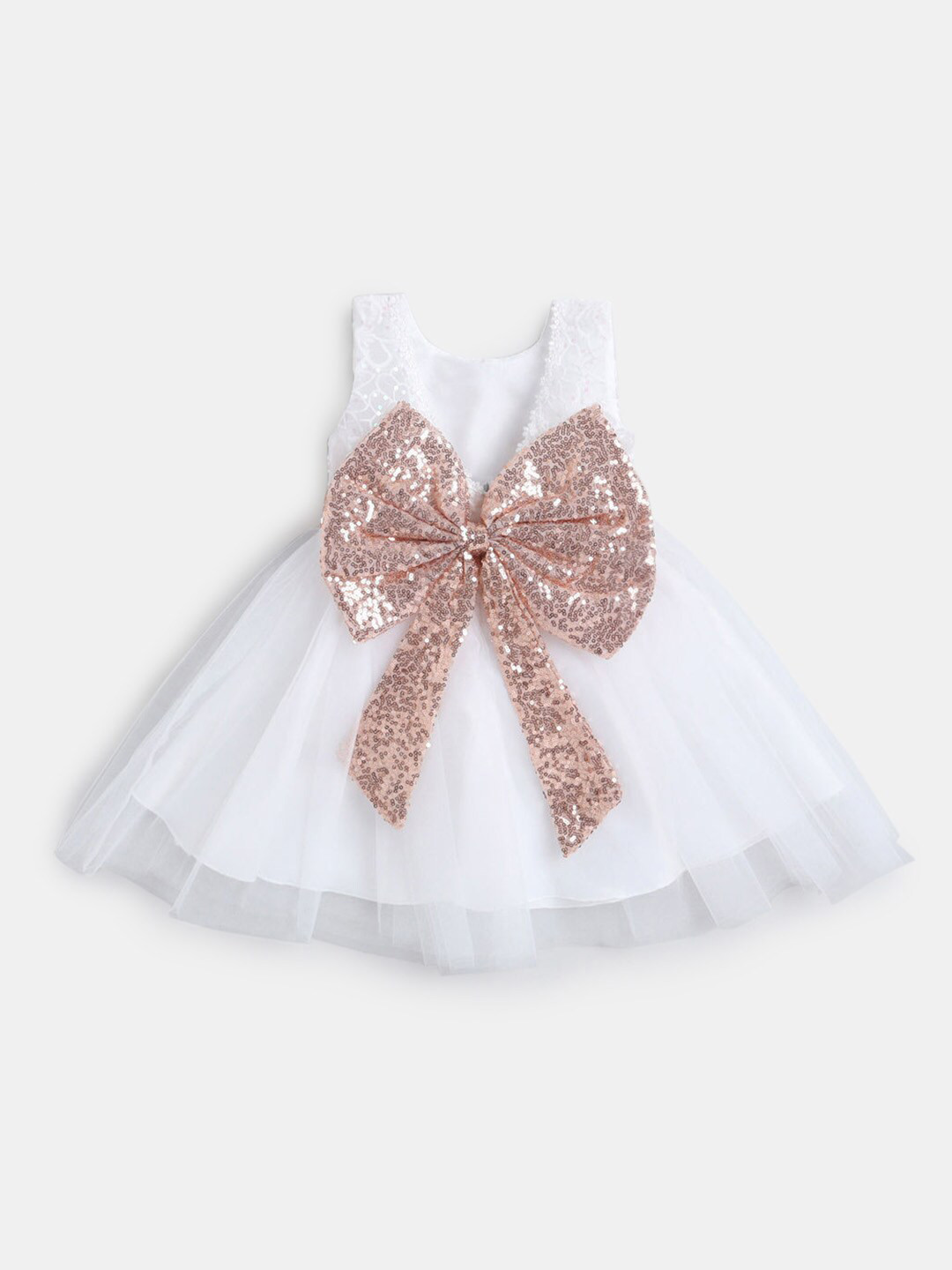 

Hopscotch White Embellished Embroidered Net Dress