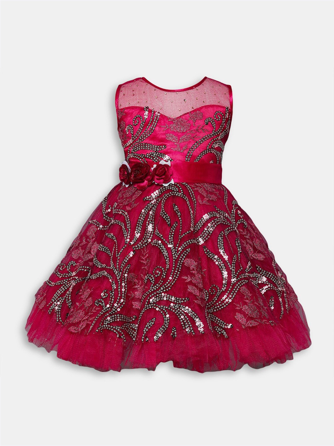 

Hopscotch Girls Red Embellished Sleeveless Dress