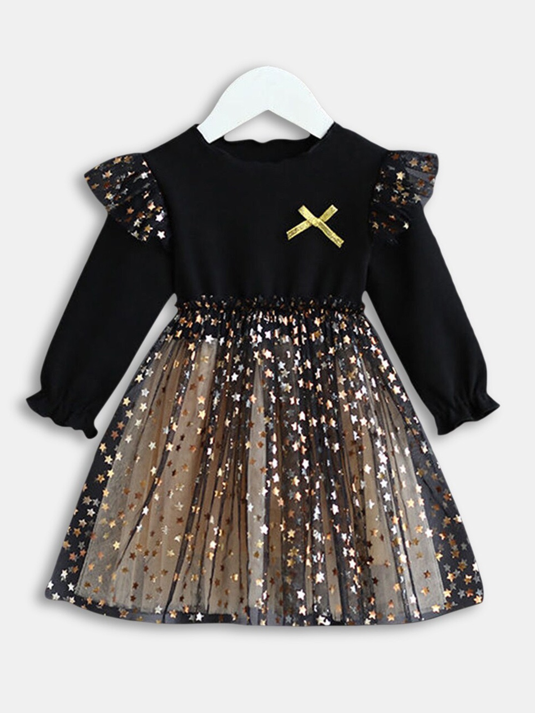 

Hopscotch Girls Black Floral Full-Sleeve Dress