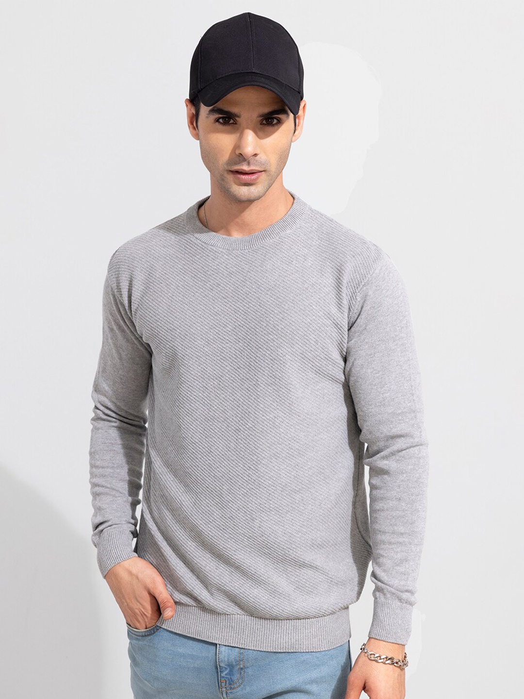 

Snitch Men Solid Grey Pullover