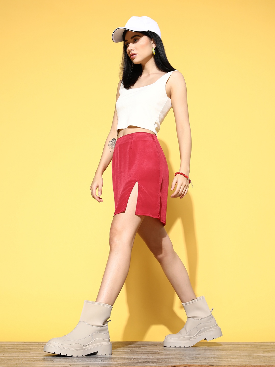 

Berrylush Stunning Red Solid Simply Mini Skirt