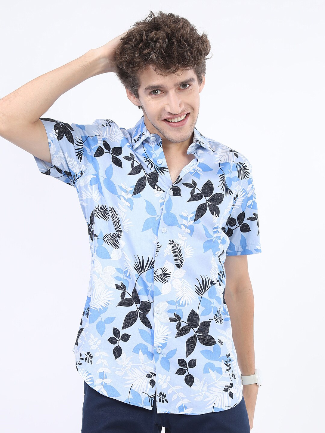 

HIGHLANDER Men Blue Slim Fit Floral Printed Casual Shirt