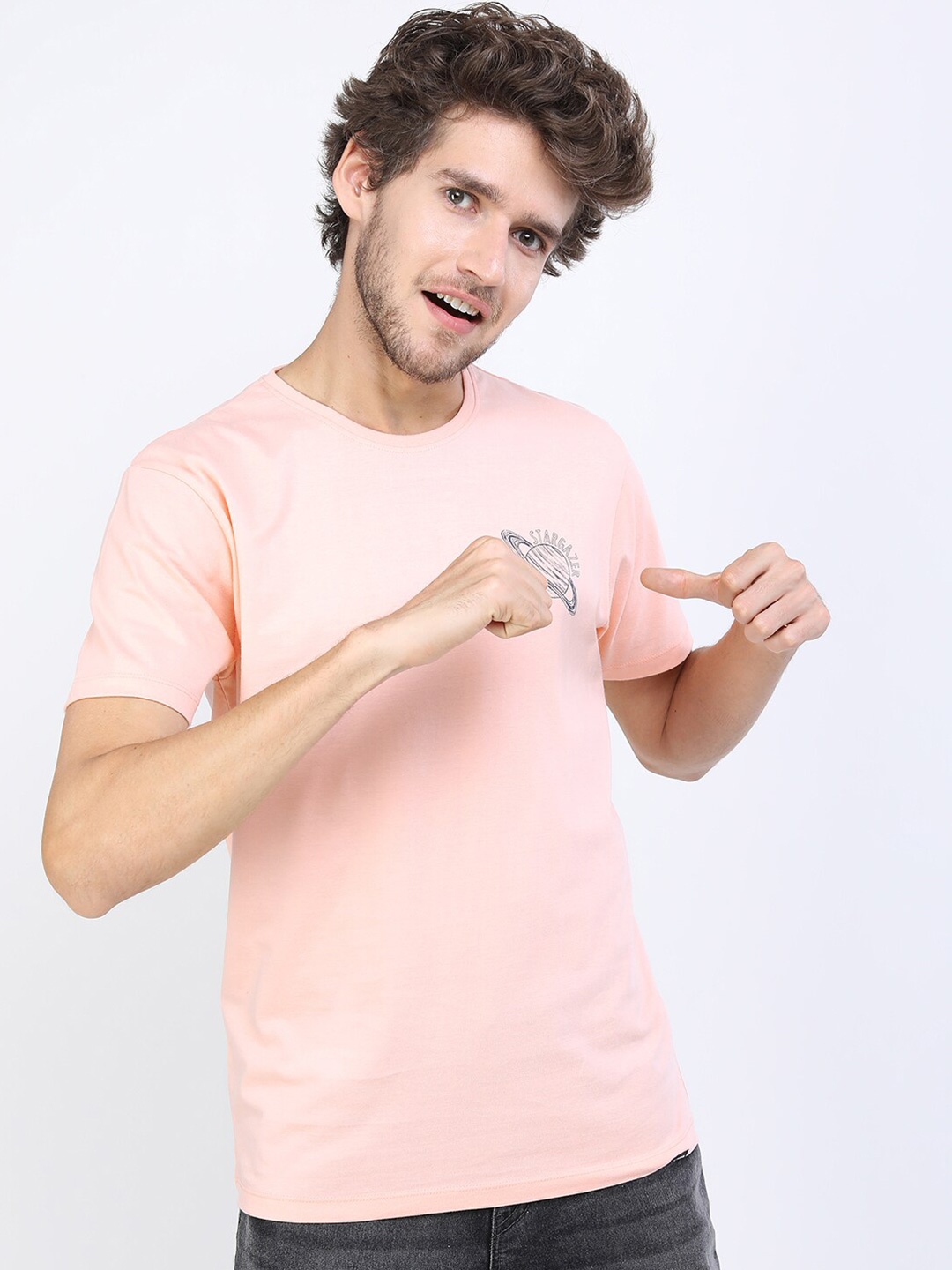 

HIGHLANDER Men Pink Graphic Print Slim Fit T-shirt