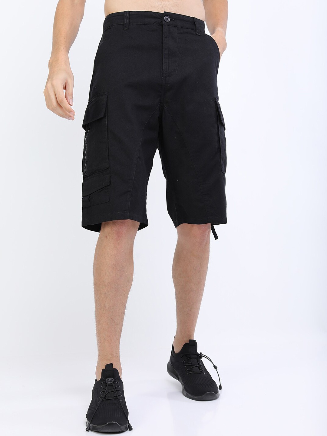 

HIGHLANDER Men Cotton Black Cargo Shorts