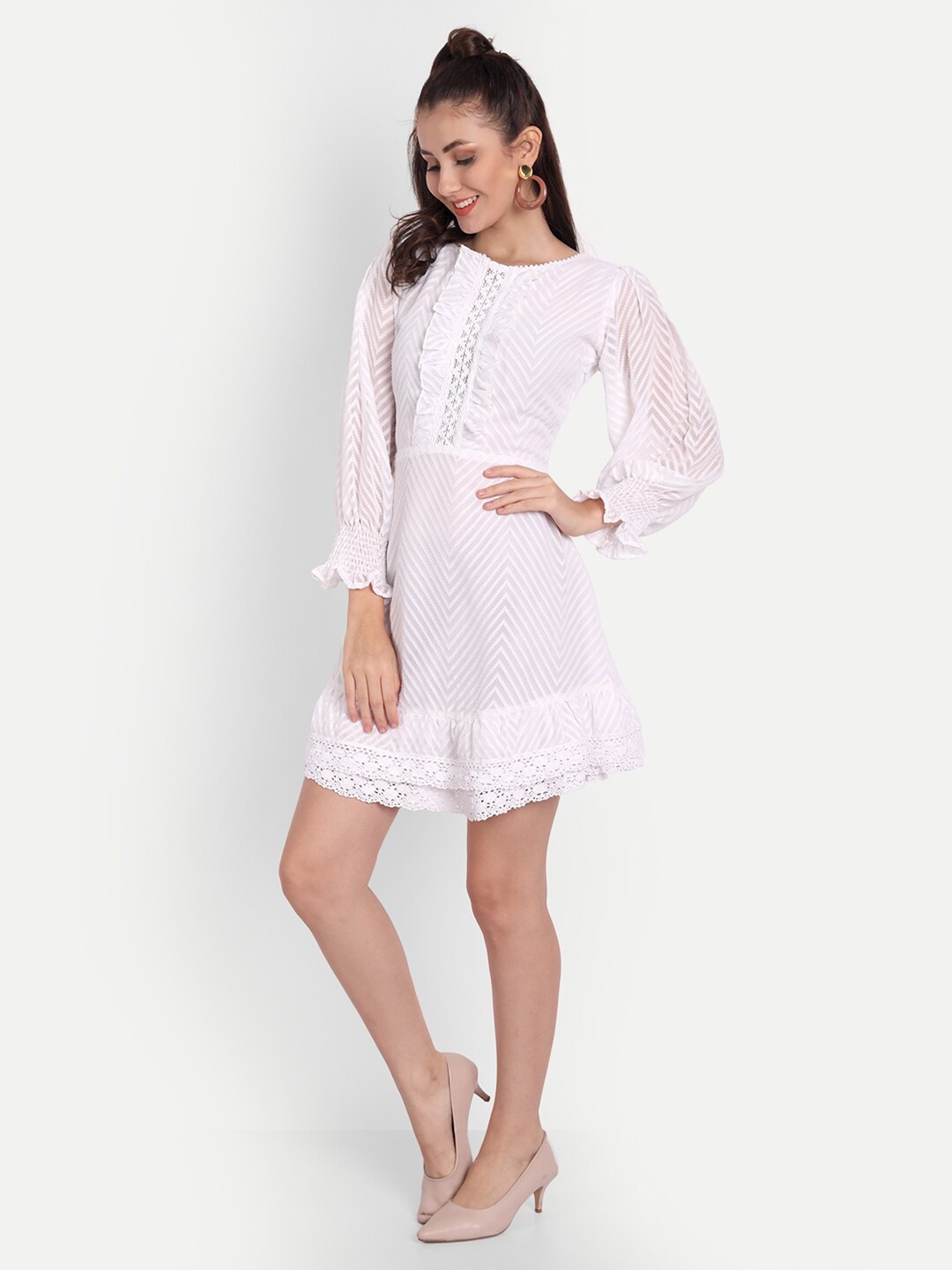 

ISAM Women White Chiffon Dress