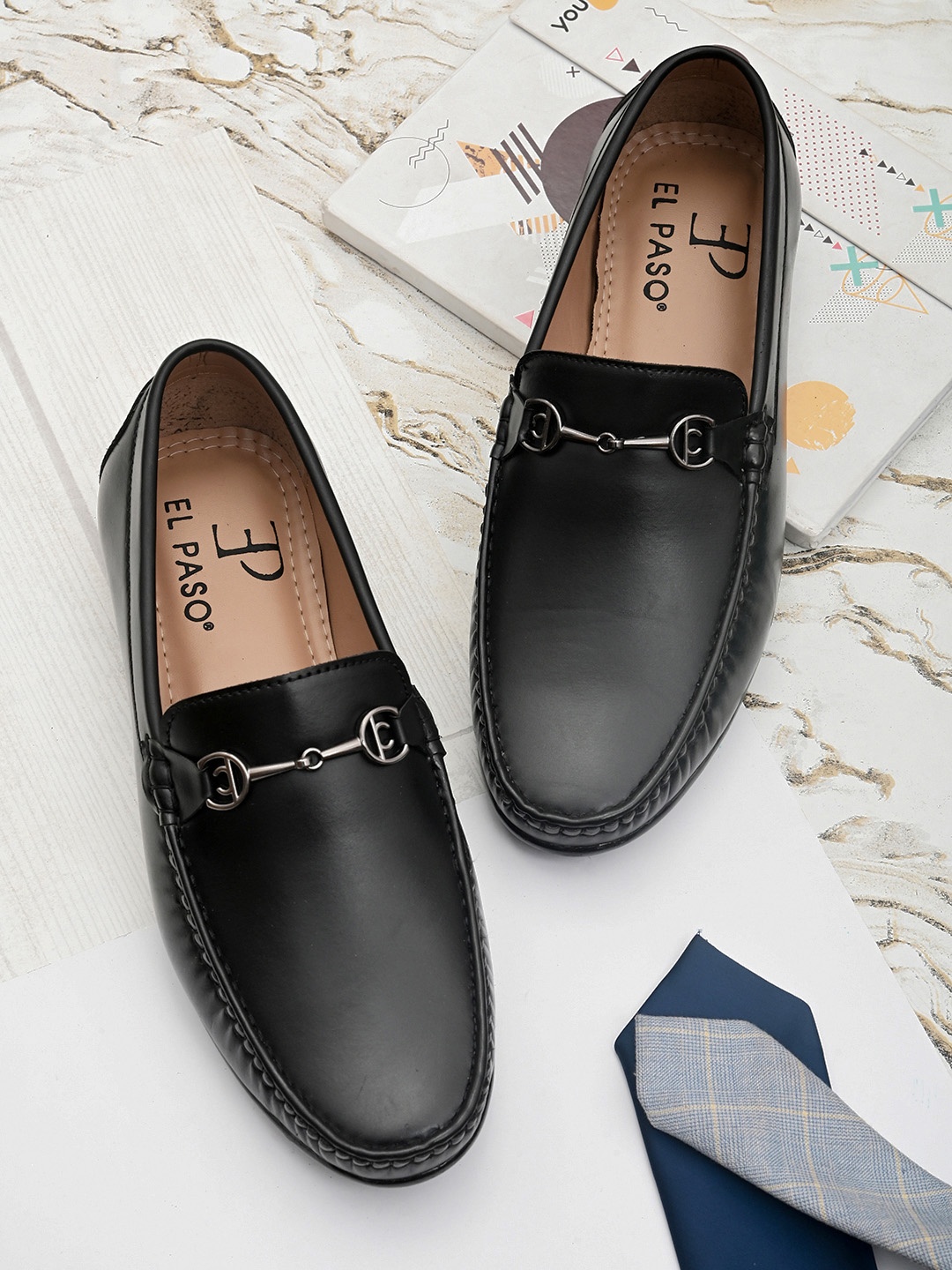

El Paso Men Black Solid Formal Loafers