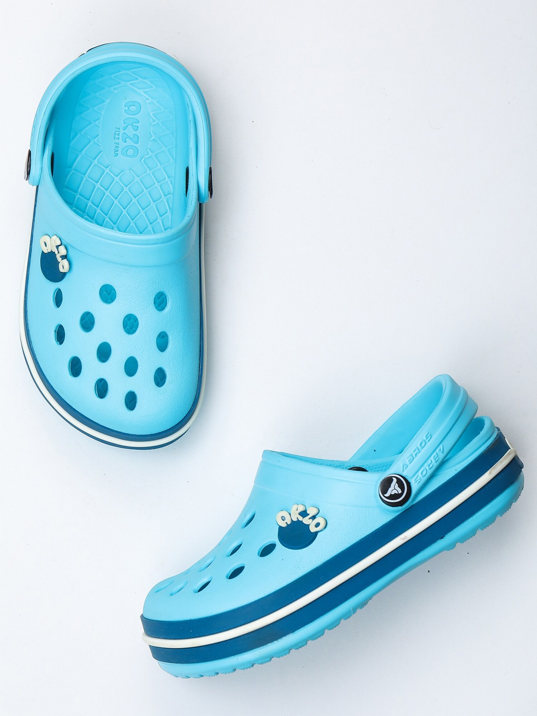 

ABROS Kids Blue & White Solid Rubber Clogs