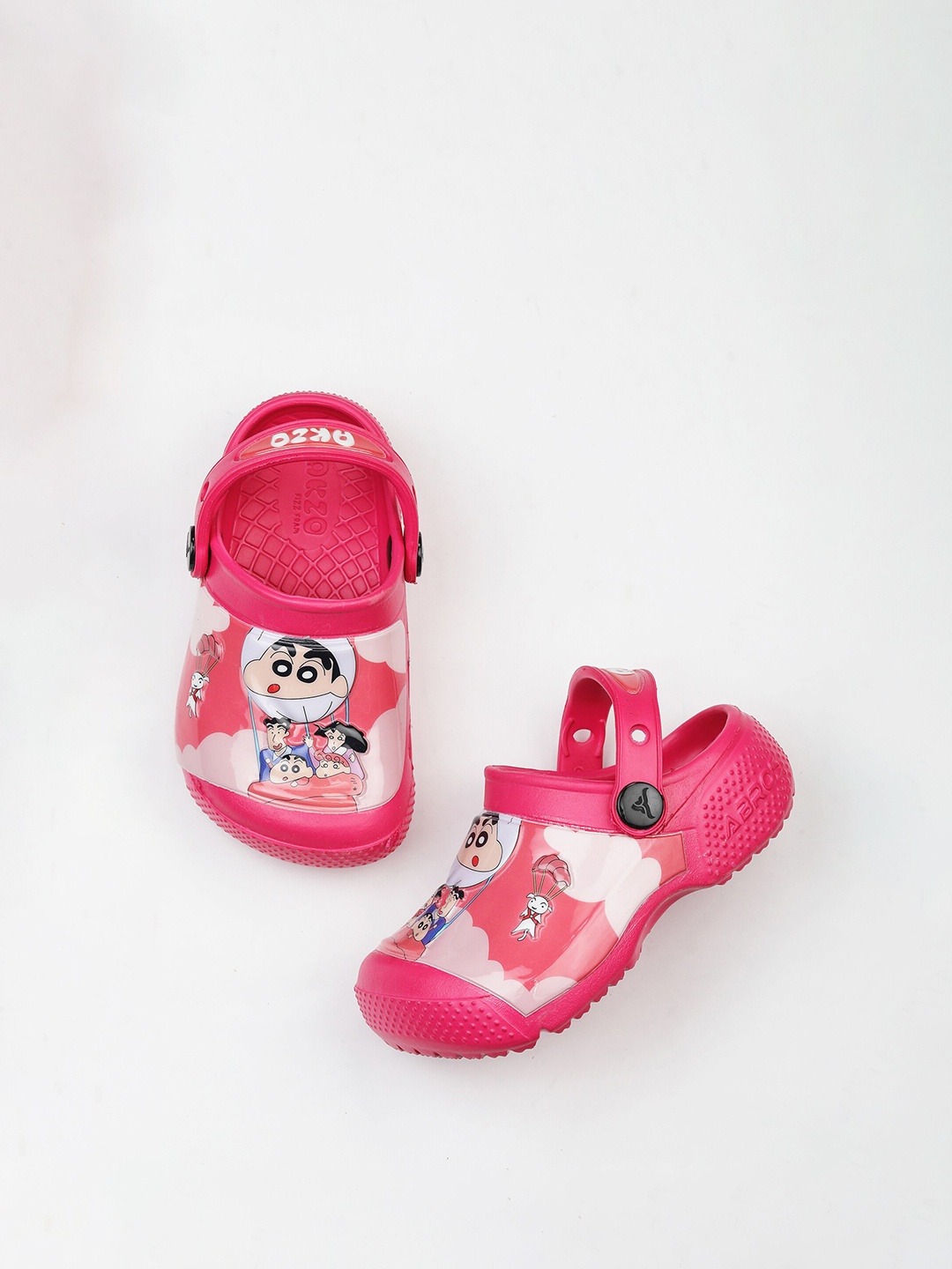 

ABROS Unisex Kids Fuchsia & White Printed Rubber Clogs