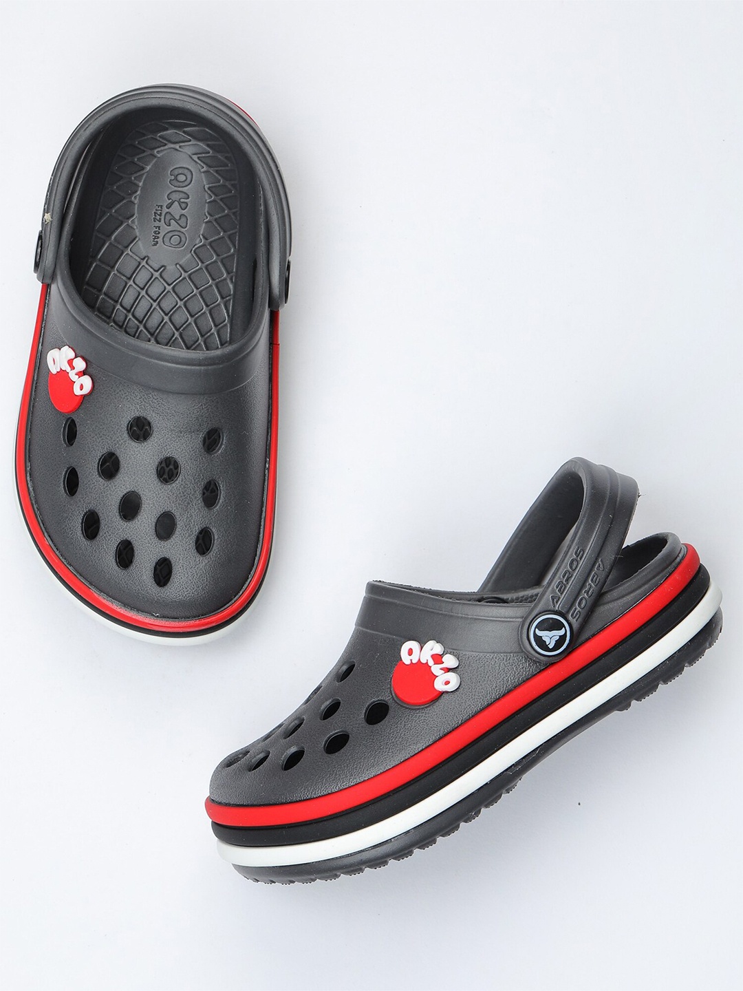 

ABROS Kids Grey & White Colourblocked Rubber Clogs
