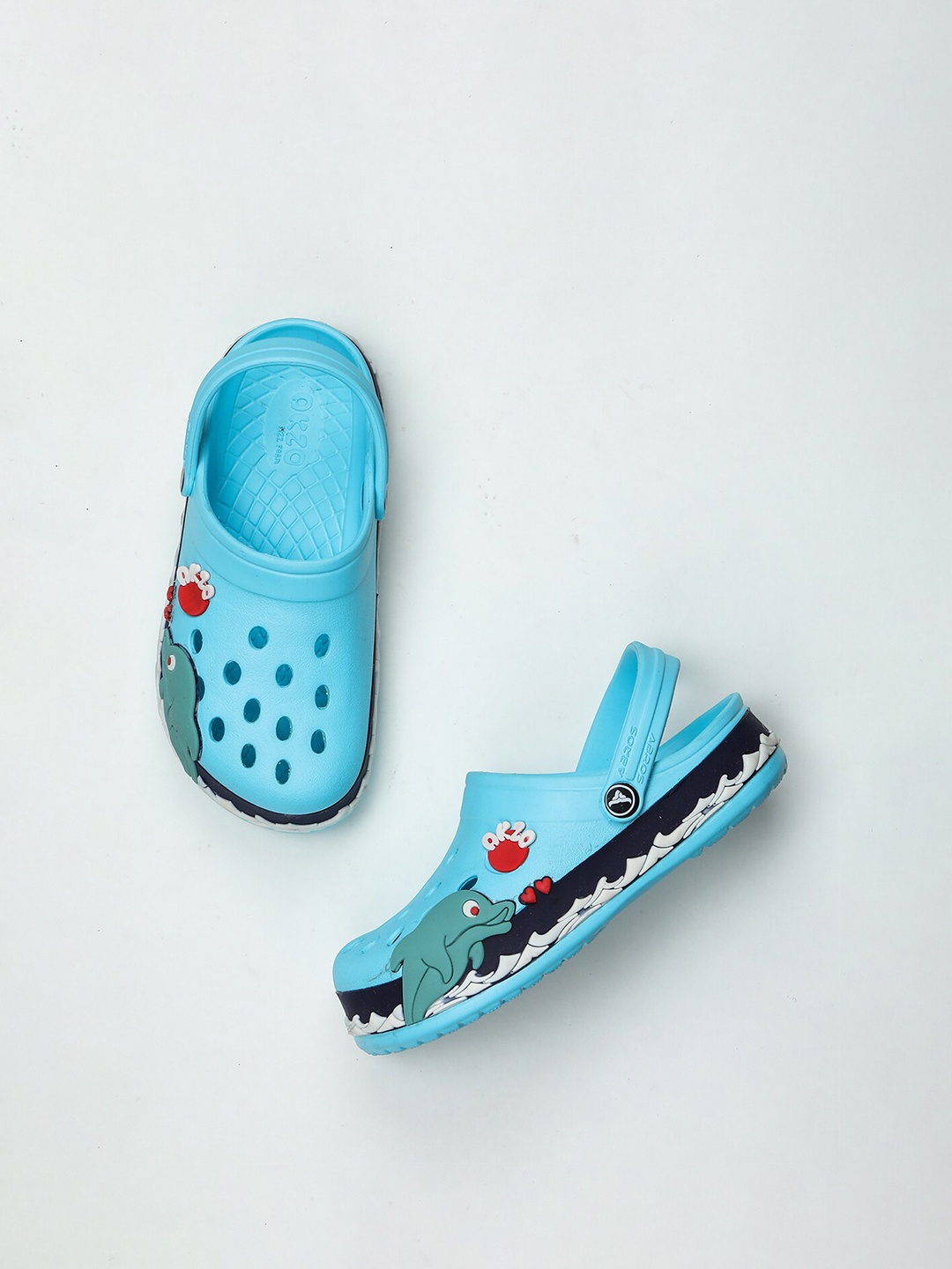 

ABROS Unisex Kids Blue & White Printed Rubber Clogs