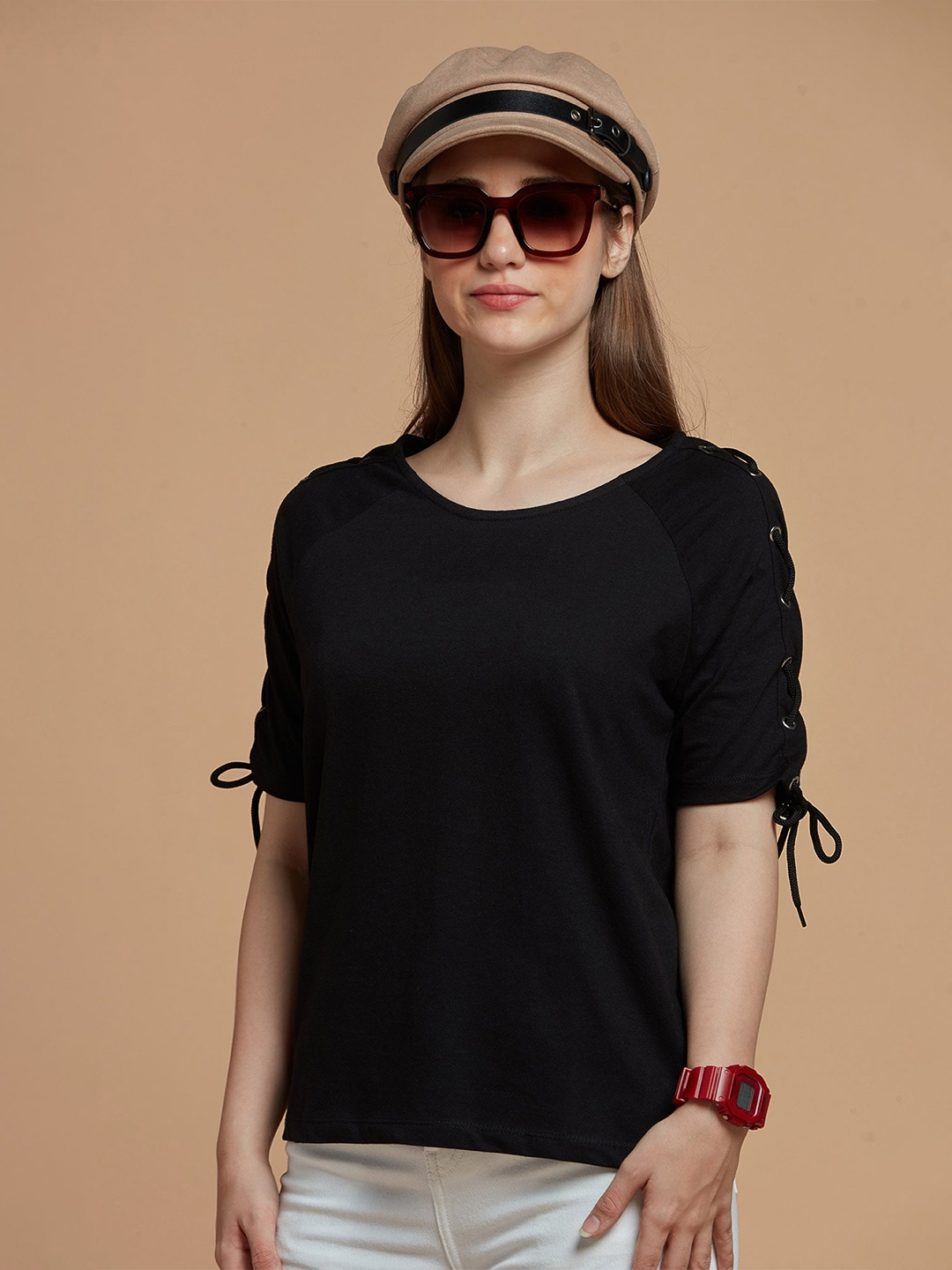 

DressBerry Women Black Cotton T-shirt