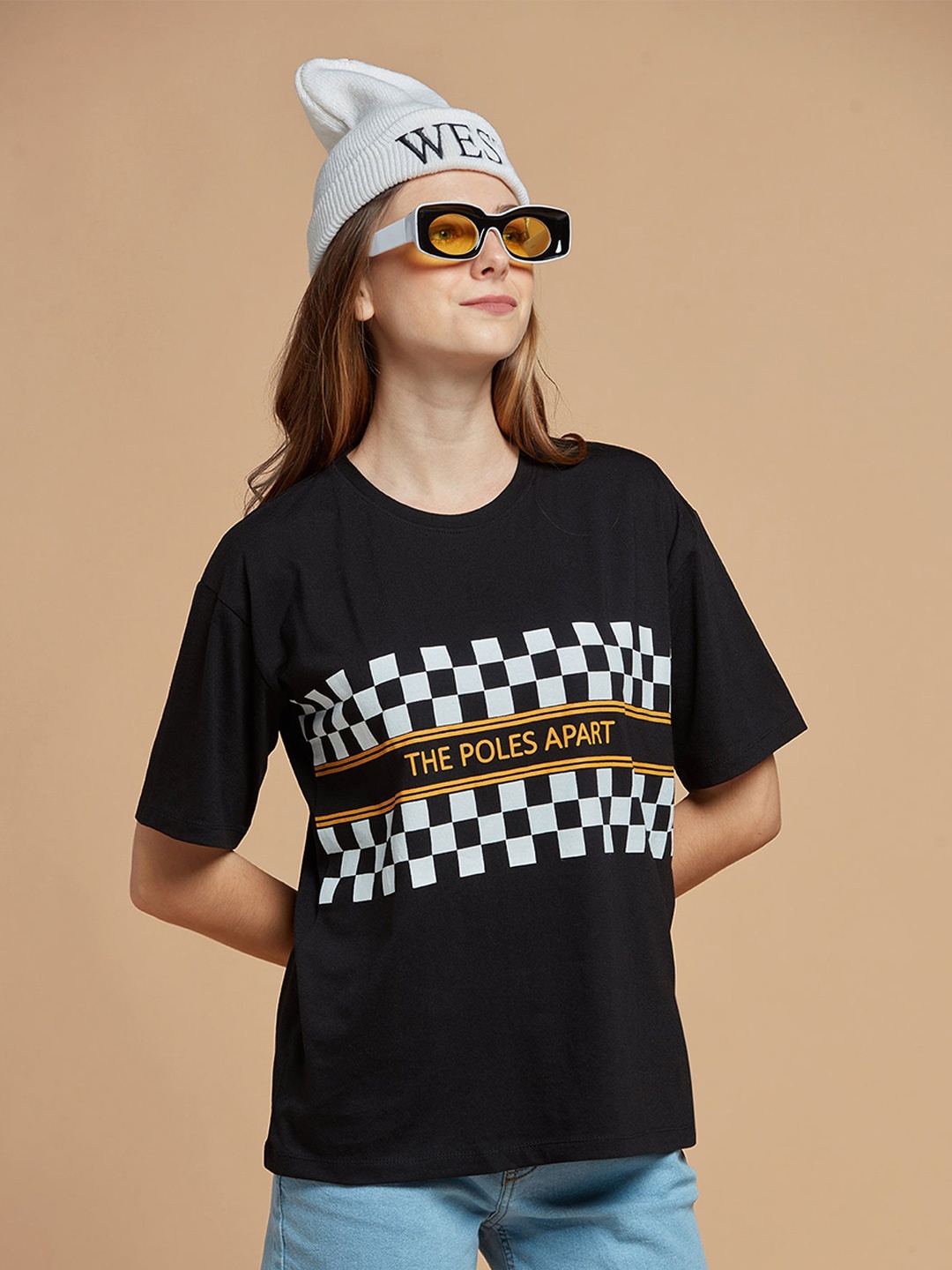 

DressBerry Women Black Printed Monochrome Boxy T-shirt