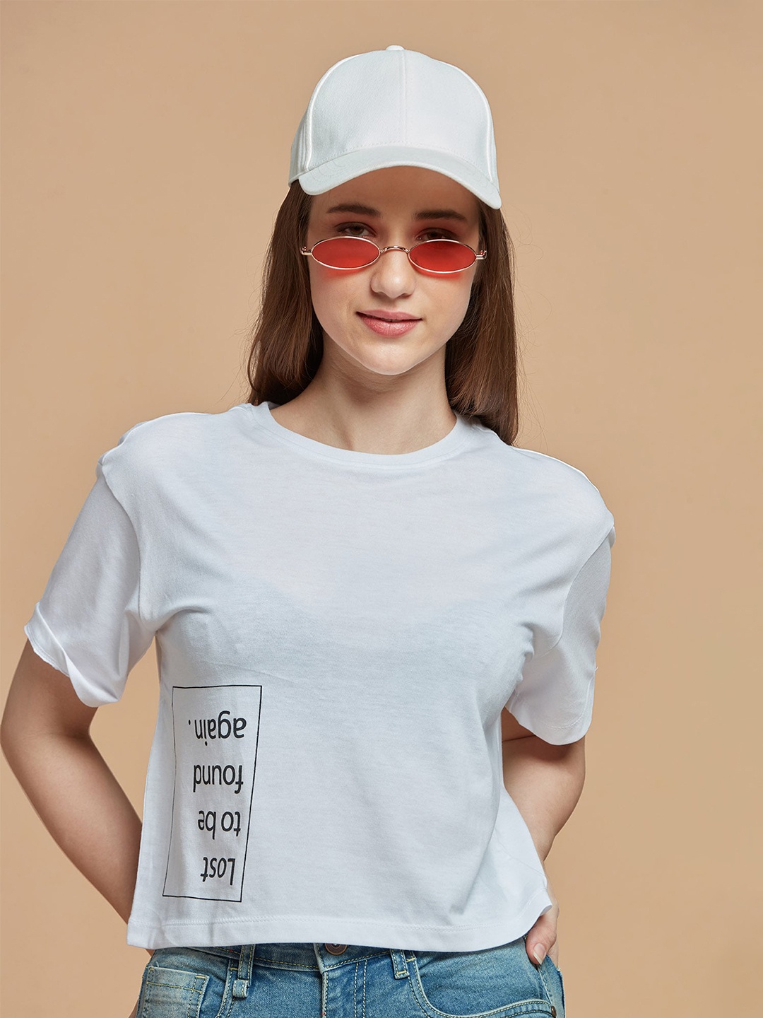 

DressBerry Women White Typography Printed Boxy T-shirt