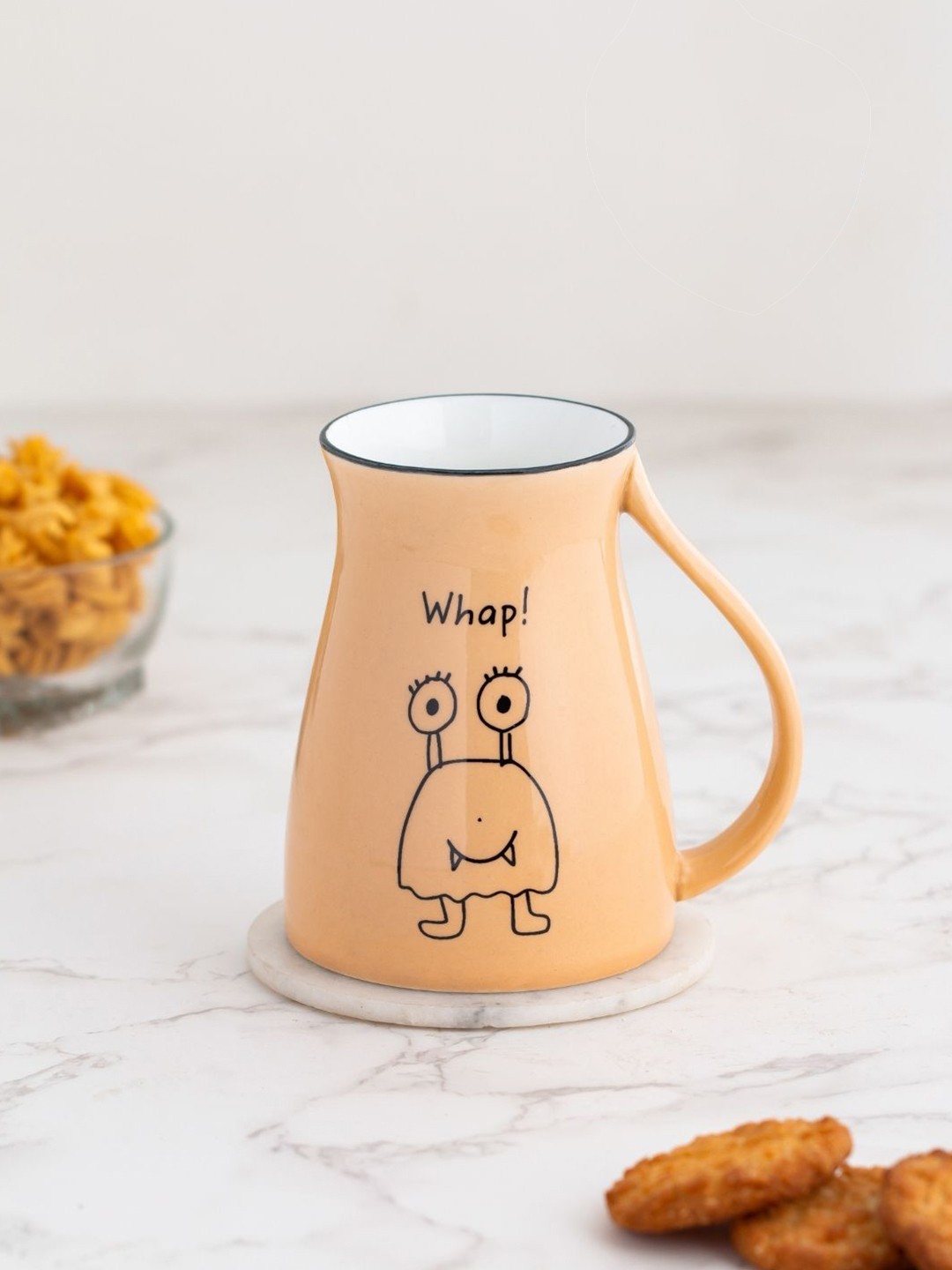 

JCPL Fine Ceramic Brown & Black 2 Pieces Printed Glossy Mugs- 350 Ml