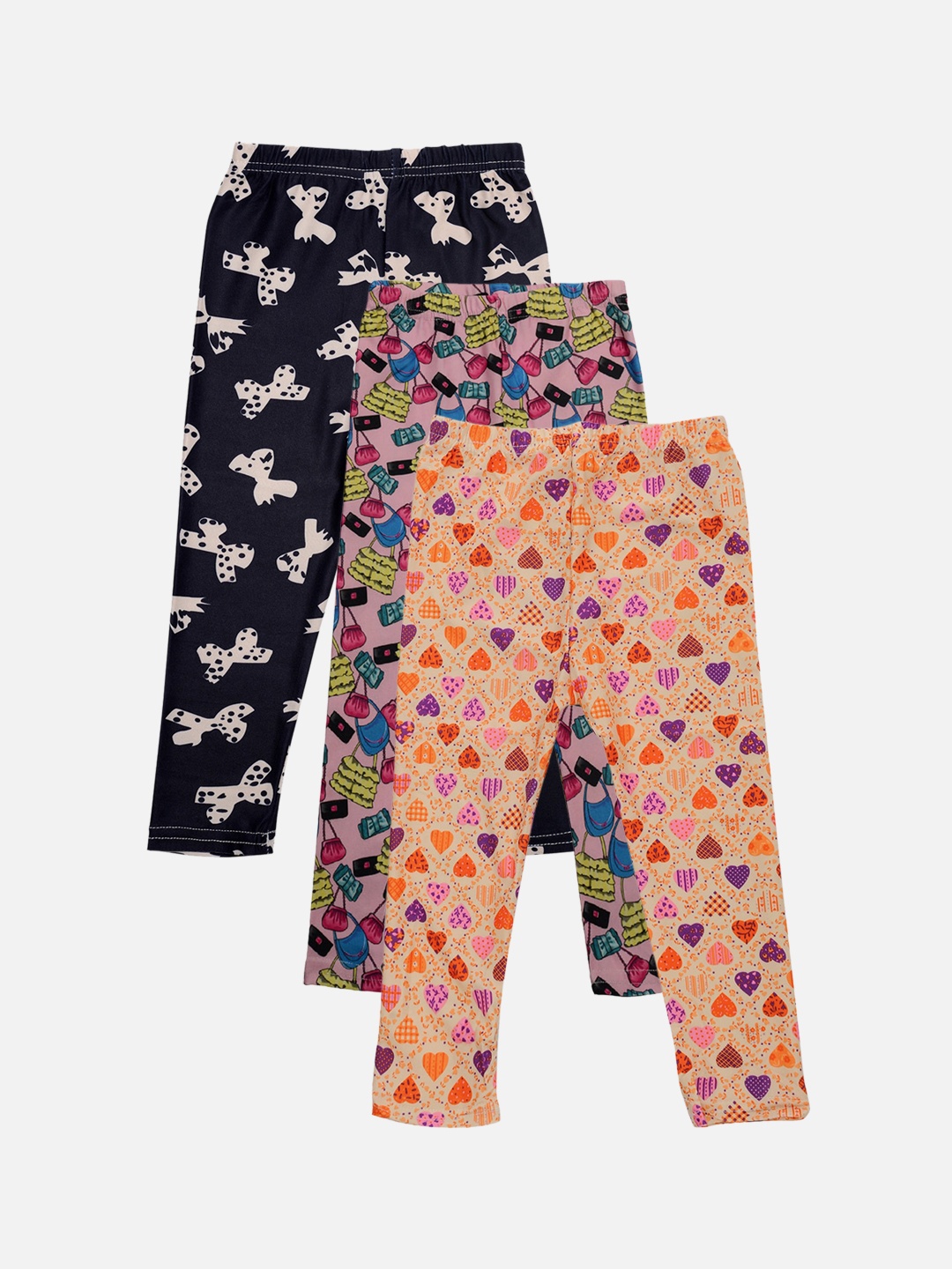 

TINY HUG Girls Pack Of 3 Assorted Ankle-Length Leggings