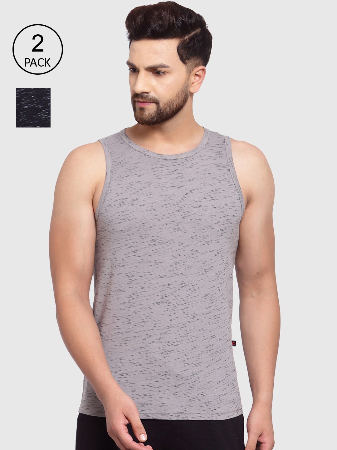 

SPORTO Men Pack of 2 Innerwear Vests, Black