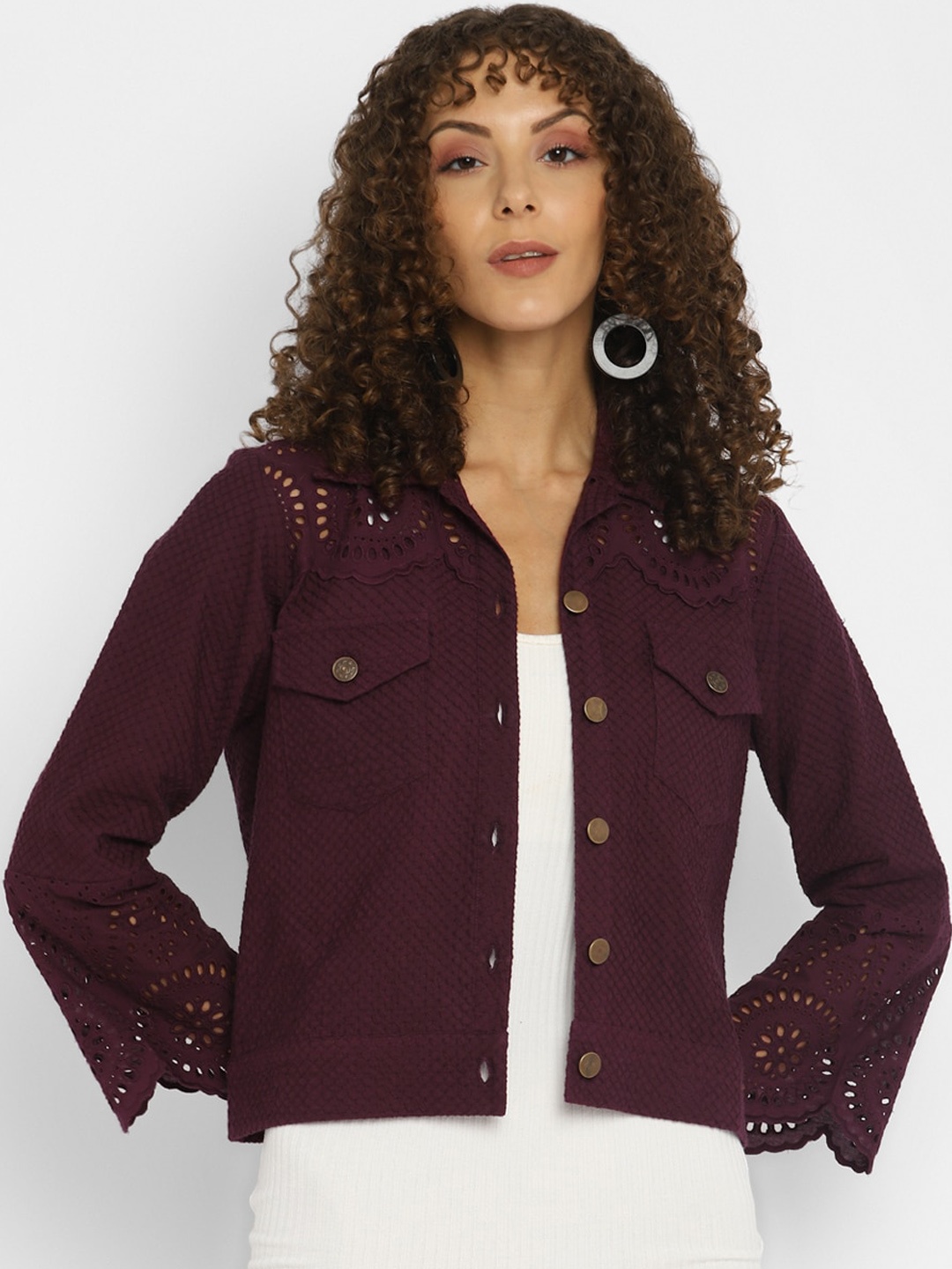 

Taurus Women Maroon Crop Tailored Jacket