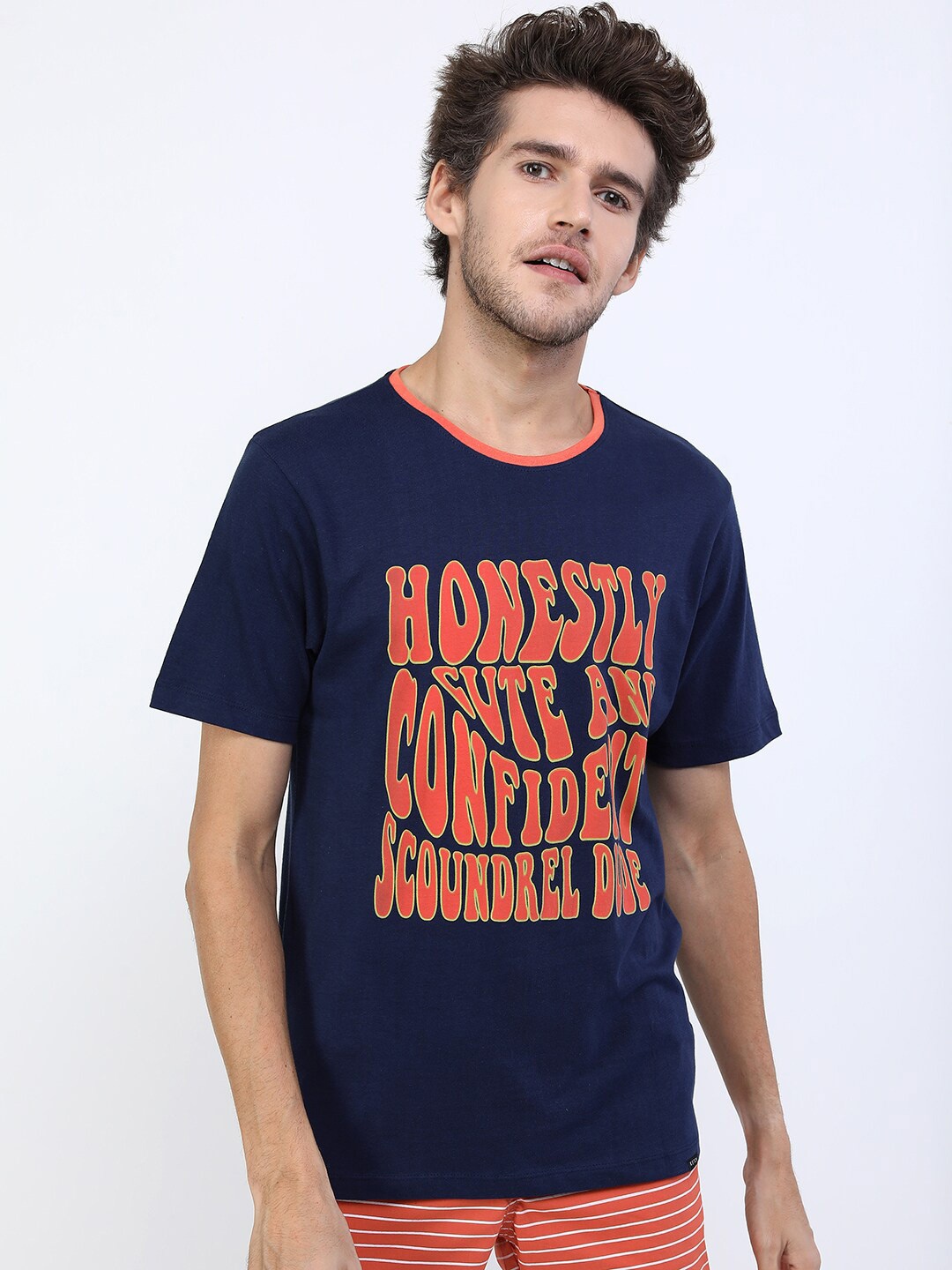 

KETCH Men Navy Blue Typography Printed Slim Fit T-shirt