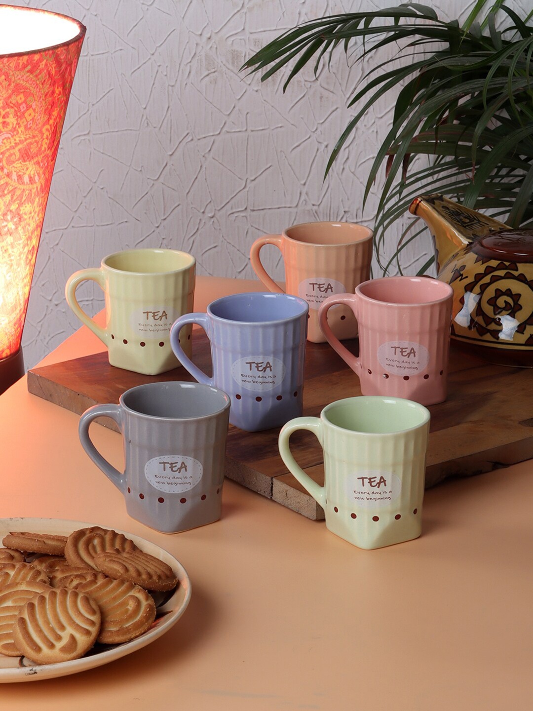 

CDI Grey & Green Dishwasher And Microwave Safe Printed Ceramic Glossy Cups Set