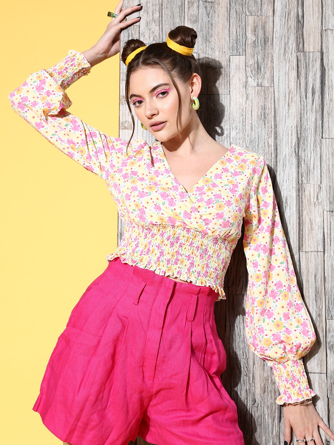 

Berrylush White Floral Wrap it Up Top