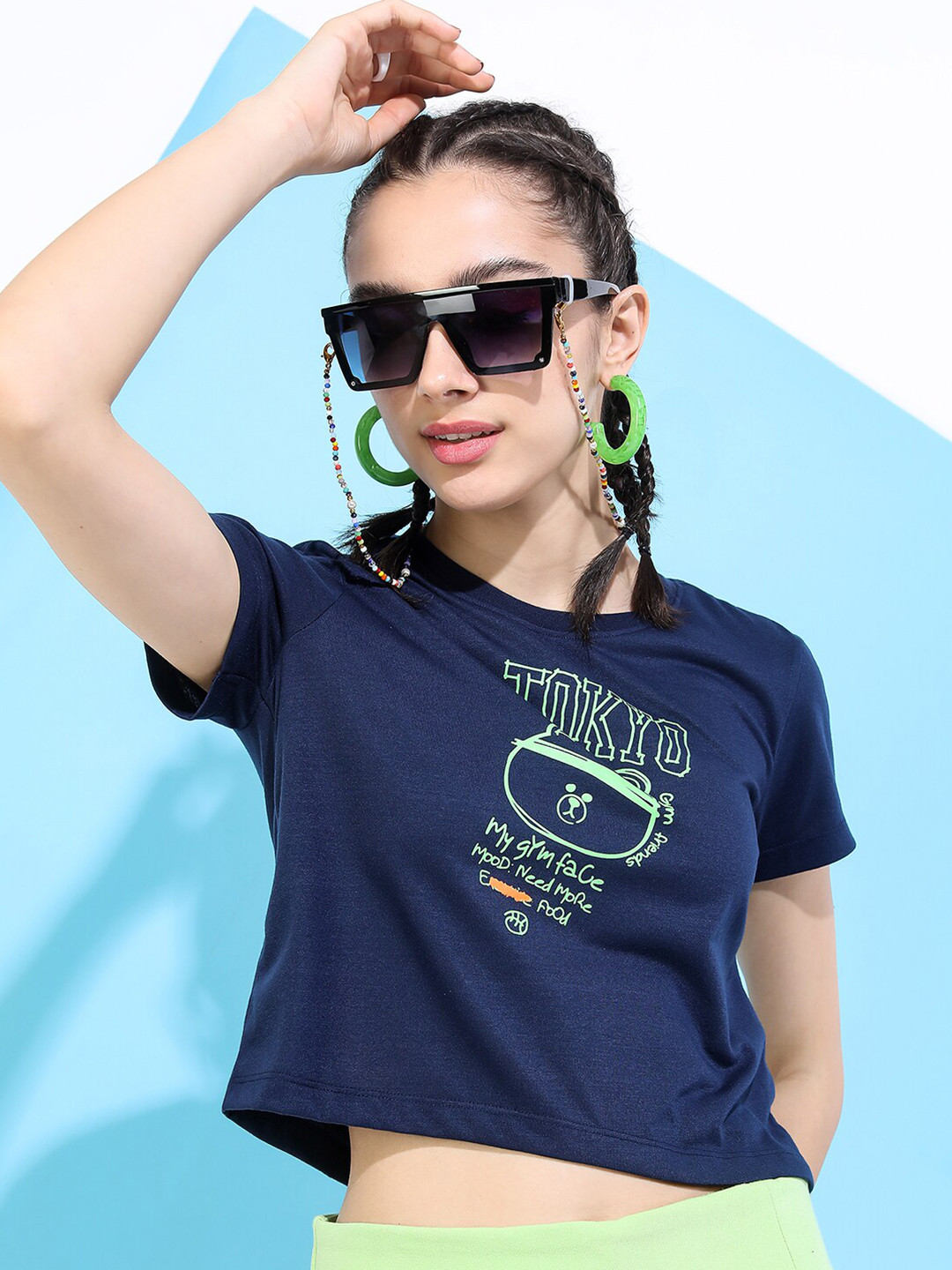 

Tokyo Talkies Women Navy Blue Typography Printed Slim Fit T-shirt