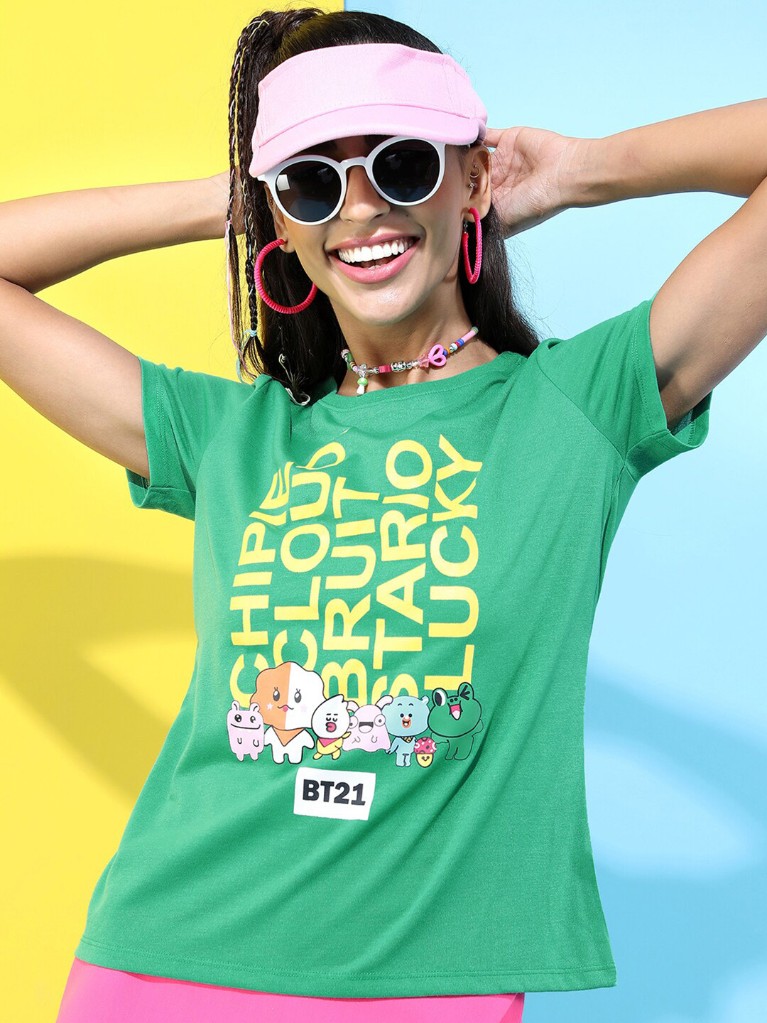 

Tokyo Talkies Women Green Typography Printed Slim Fit T-shirt