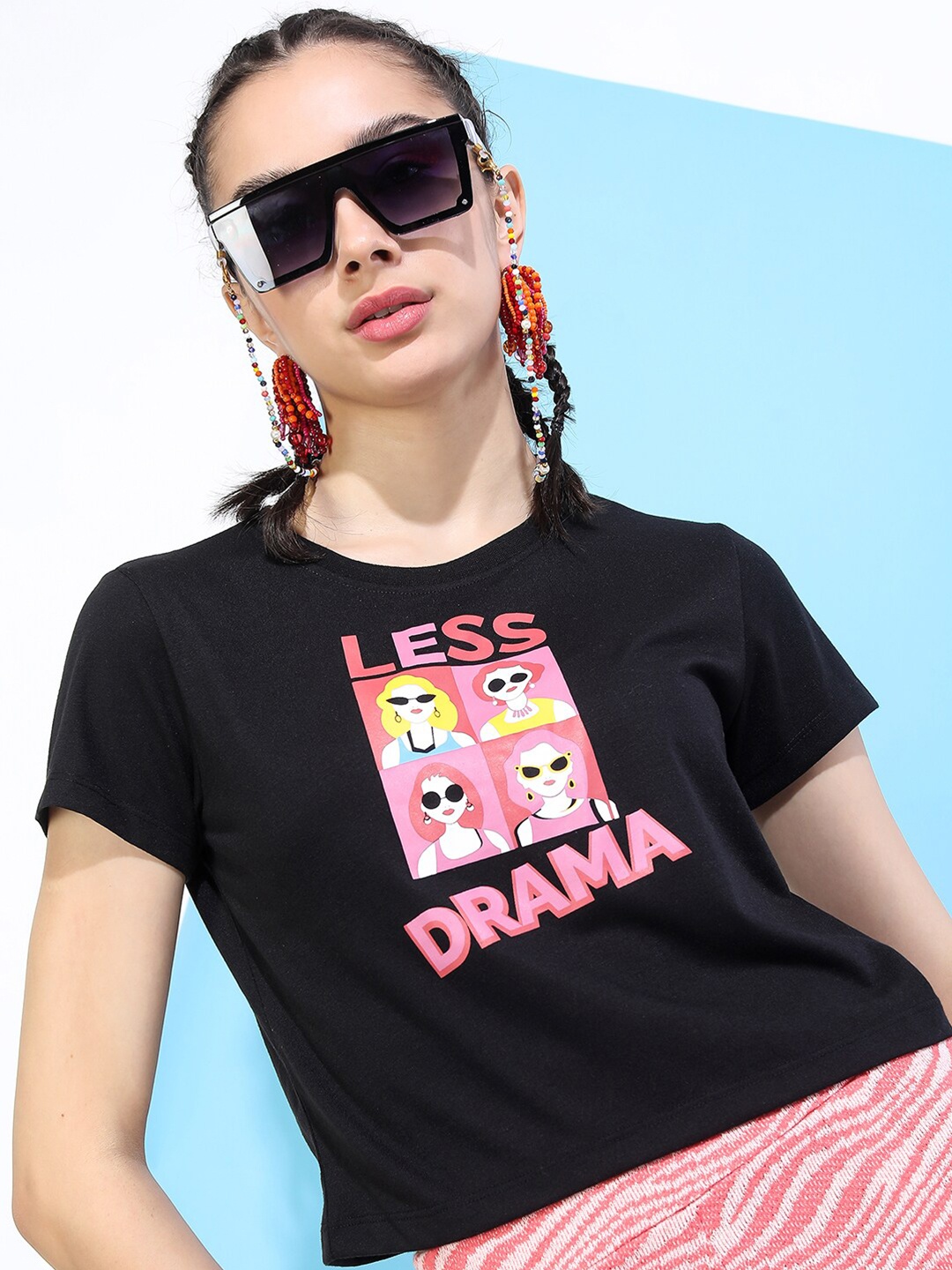 

Tokyo Talkies Women Black Printed Slim Fit T-shirt