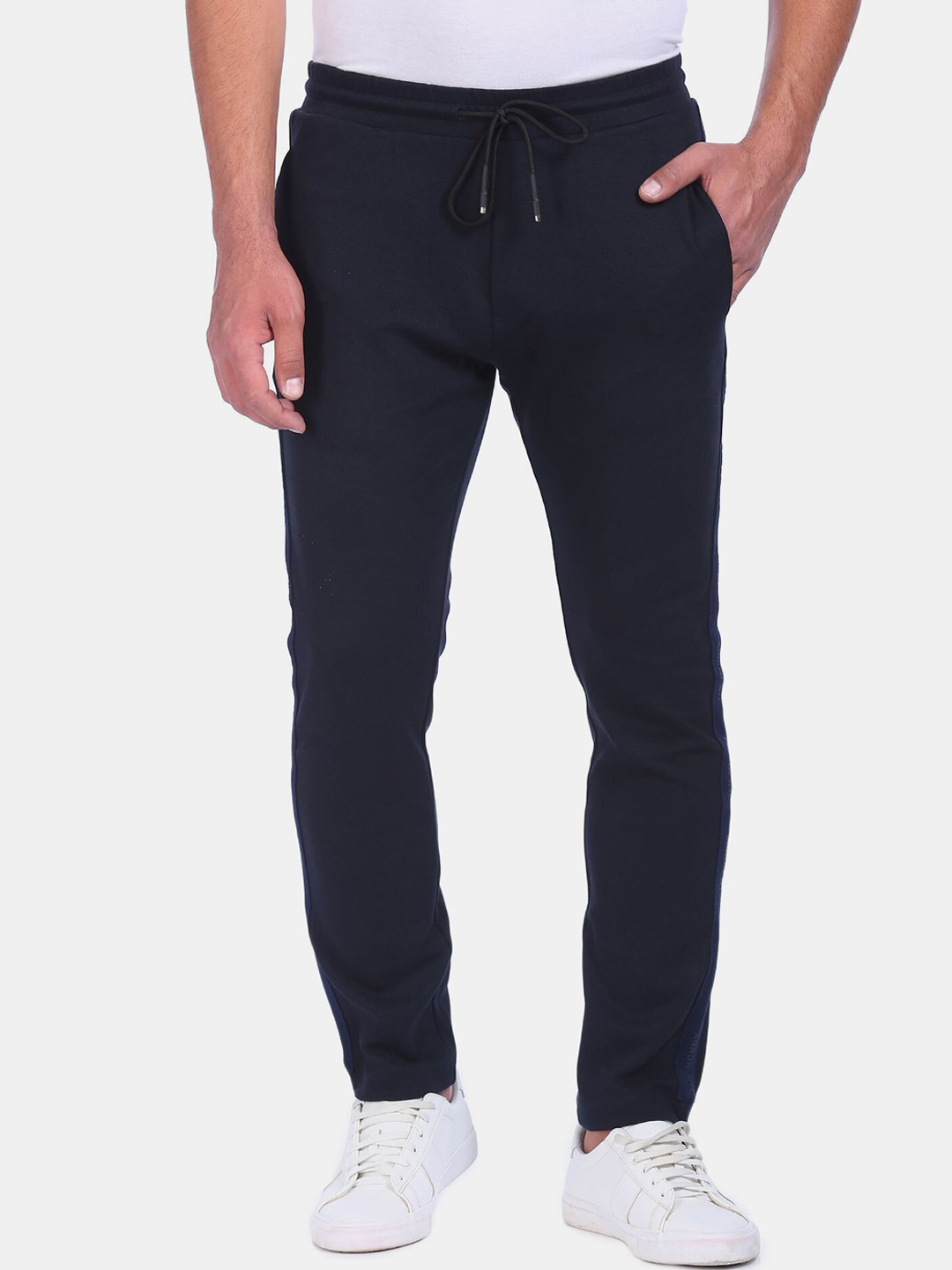 

Arrow New York Men Navy Blue Solid Straight-Fit Track Pant