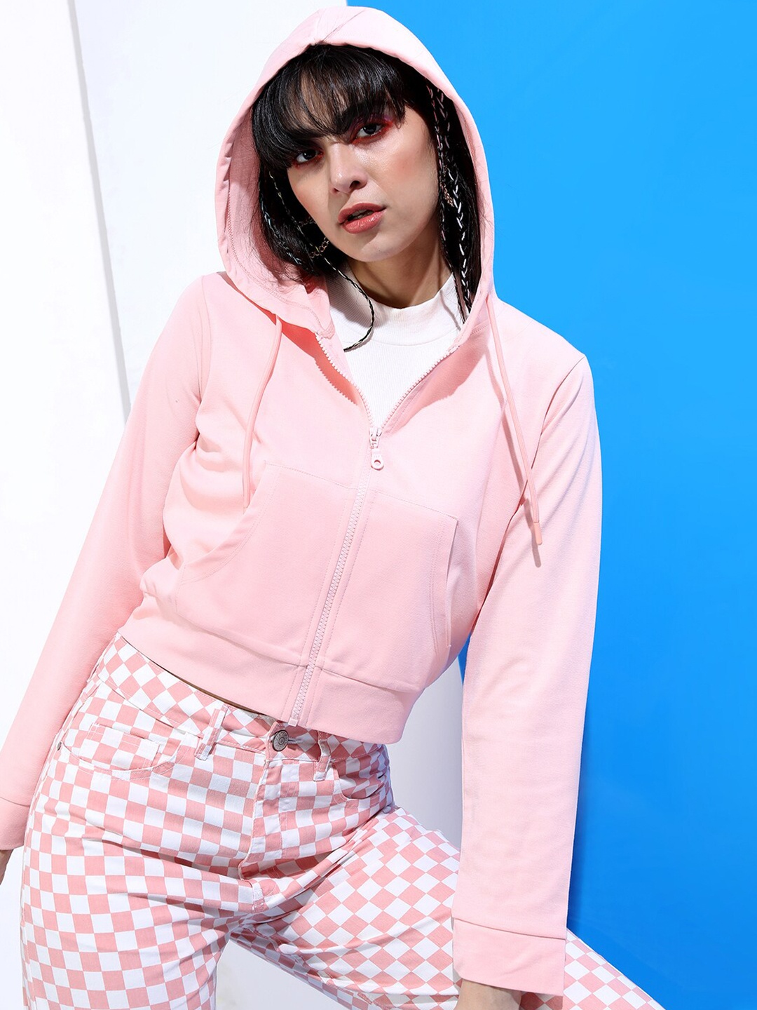 

Tokyo Talkies Women Peach-Coloured Hooded Sweatshirt