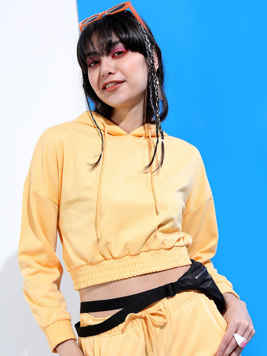 

Tokyo Talkies Orange Hooded Crop Top