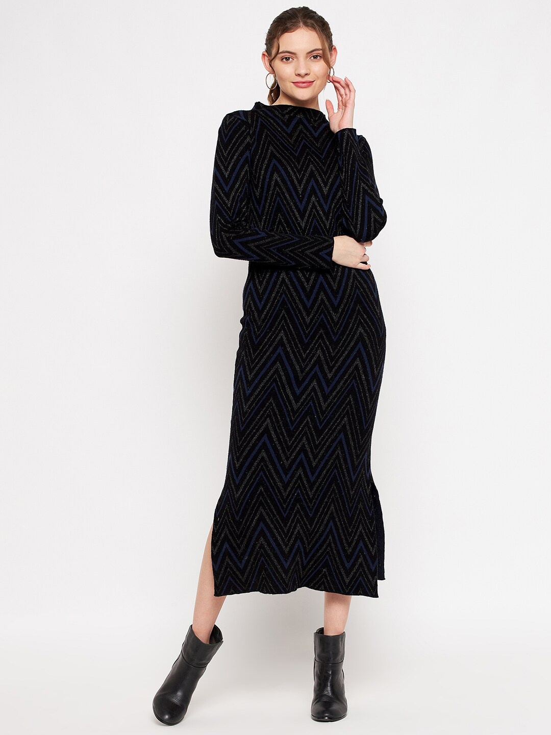 

Madame Black & Blue Bodycon Midi Dress
