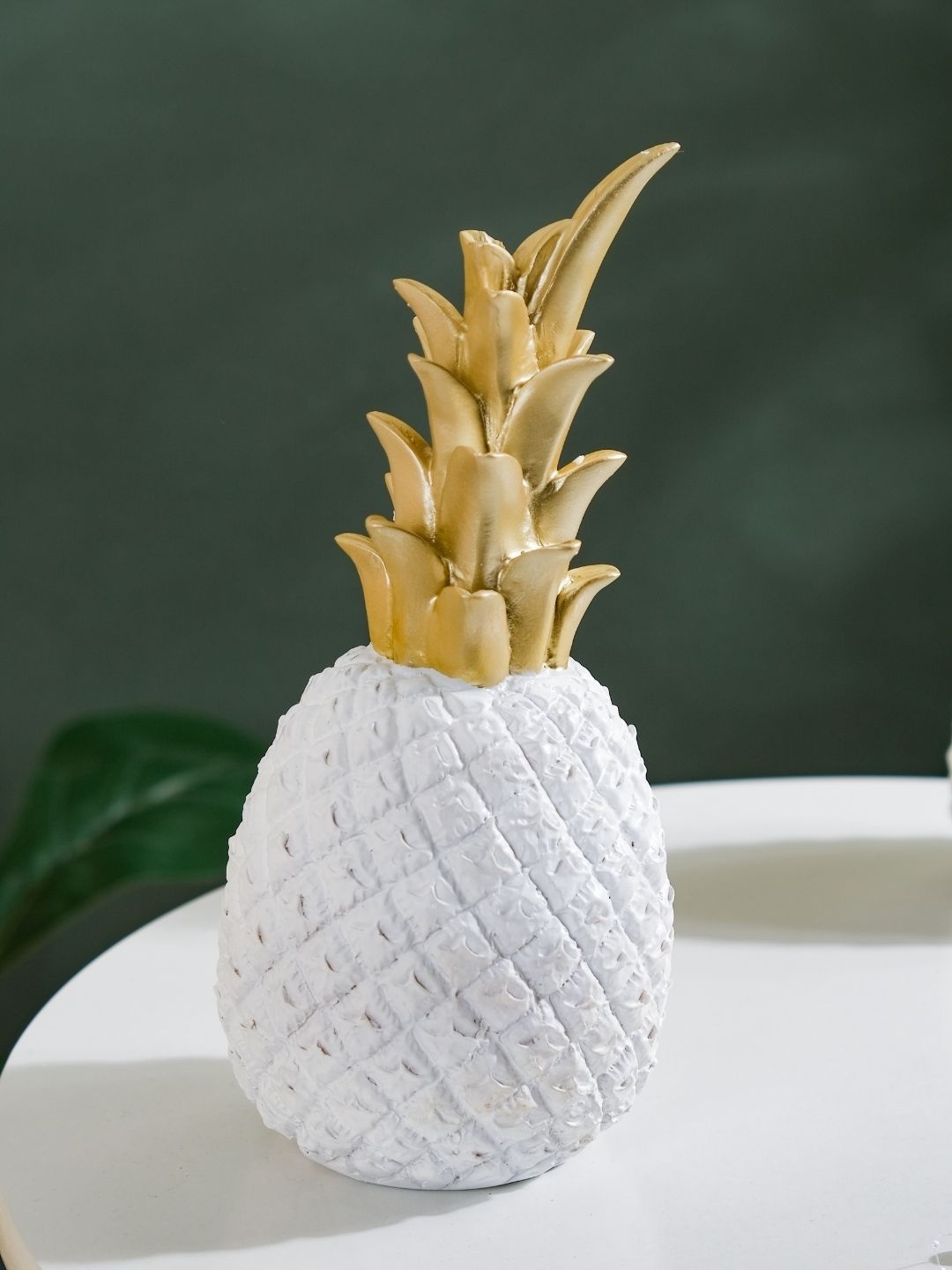 Nestasia White & Gold-Toned Pineapple Dcor Showpiece