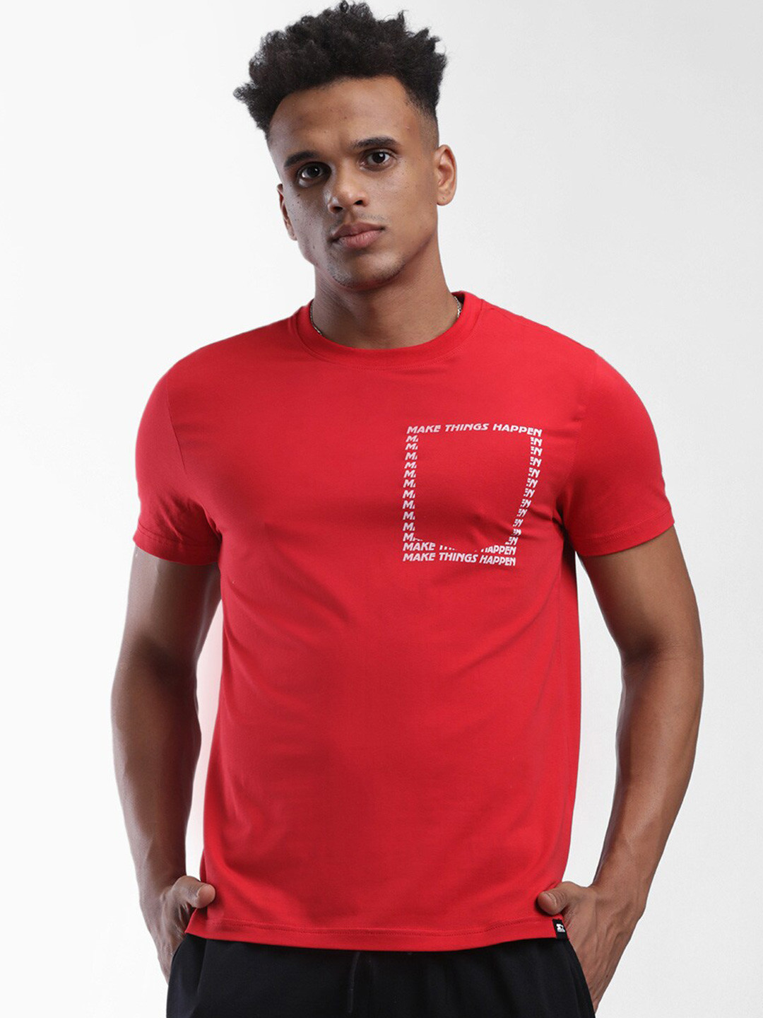 

STARTER Men Red Typography Slim Fit T-shirt