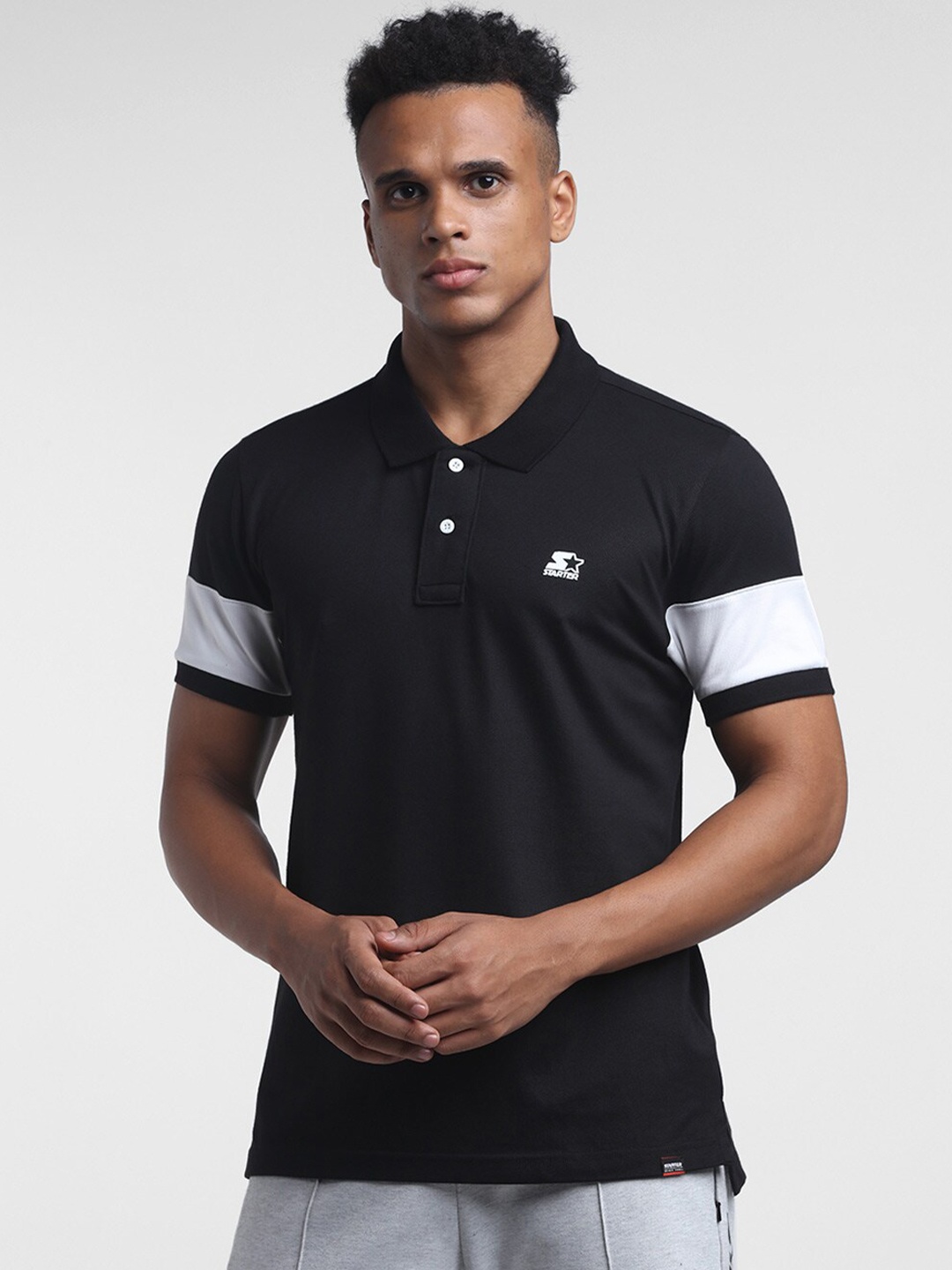 

STARTER Men Black Mandarin Collar T-shirt