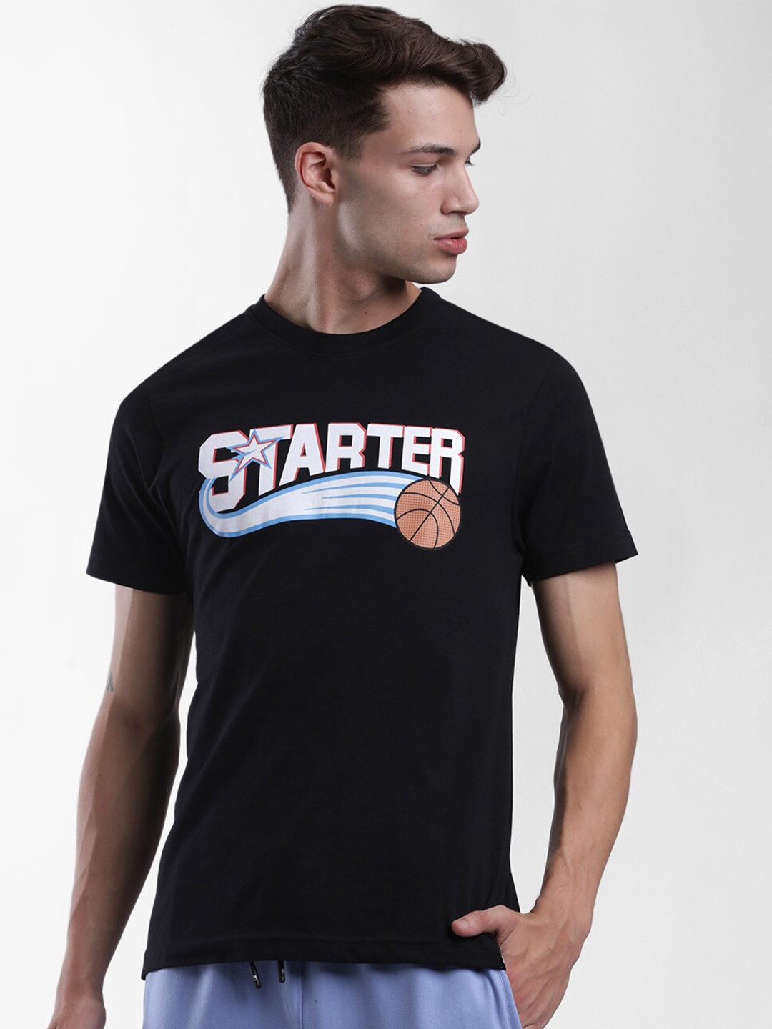 

STARTER Men Black Typography Printed T-shirt