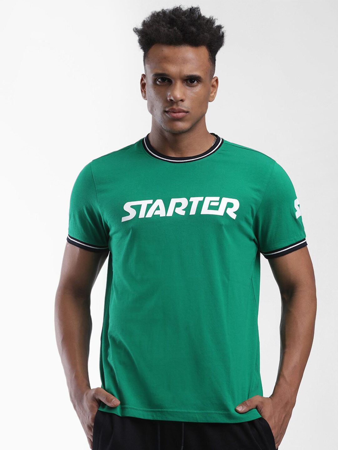 

STARTER Men Green Typography Printed T-shirt