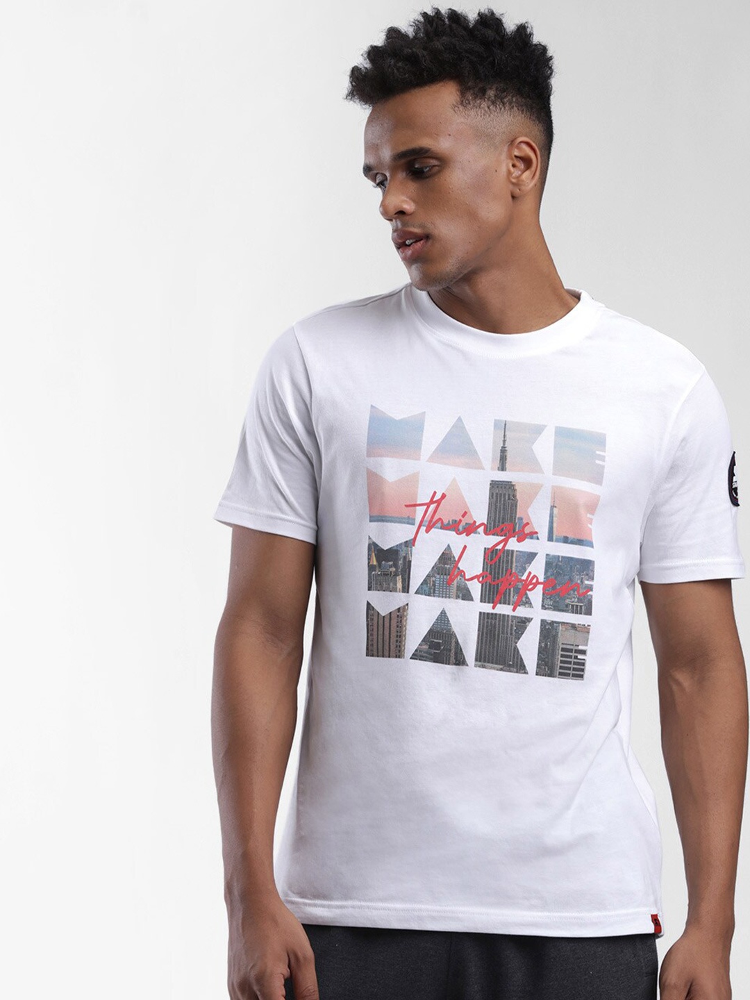 

STARTER Men White Cotton Printed T-shirt