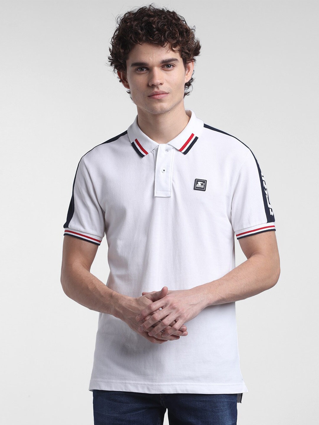 

STARTER Men White Polo Collar T-shirt