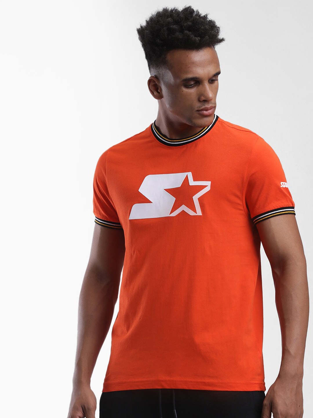 

STARTER Men Orange Printed Slim Fit T-shirt