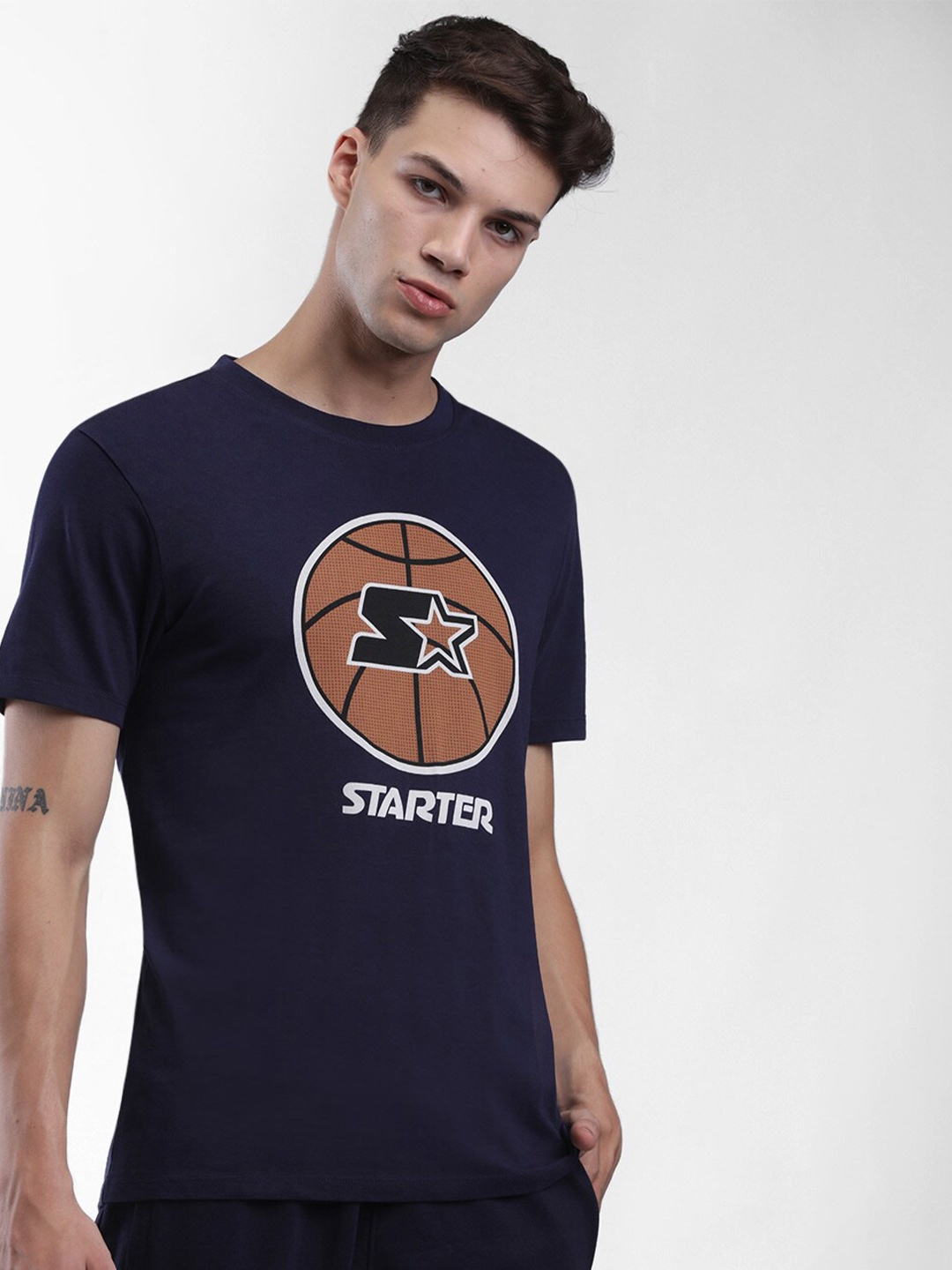 

STARTER Men Navy Blue Typography Printed T-shirt