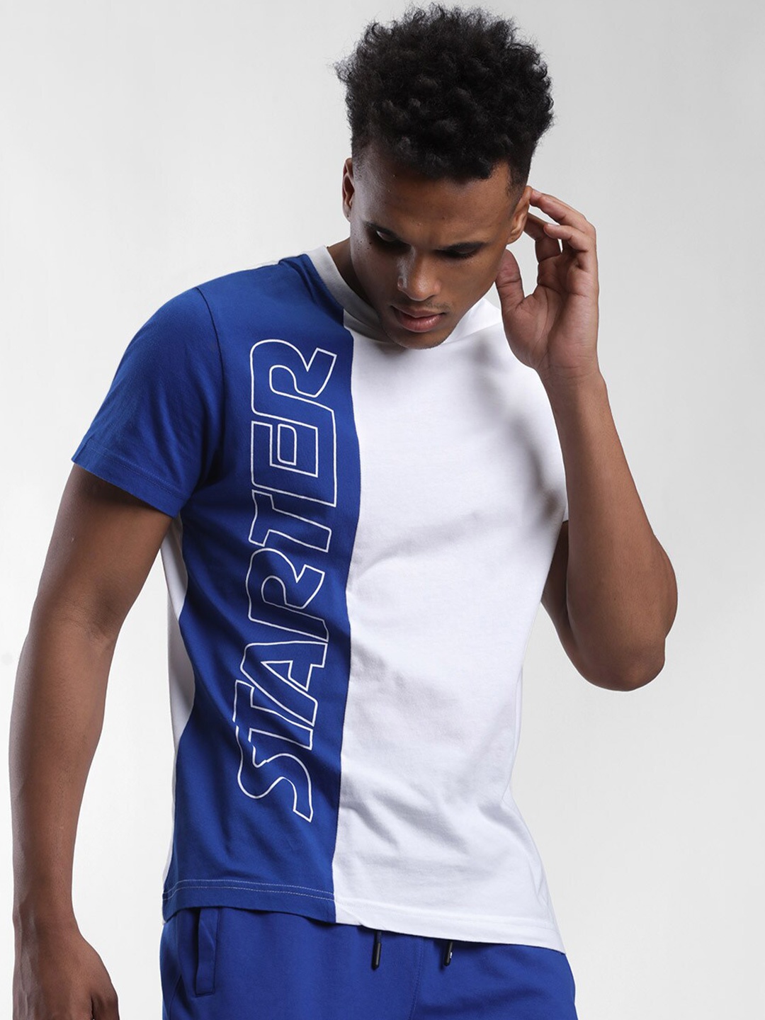 

STARTER Men White & Blue Printed T-shirt